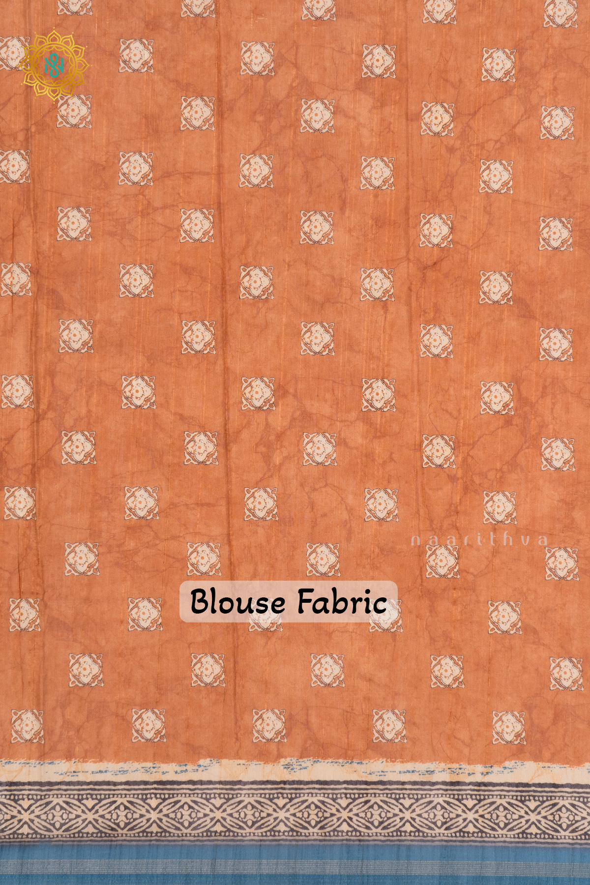 RUST ORANGE WITH BLUE - SEMI TUSSAR SILK