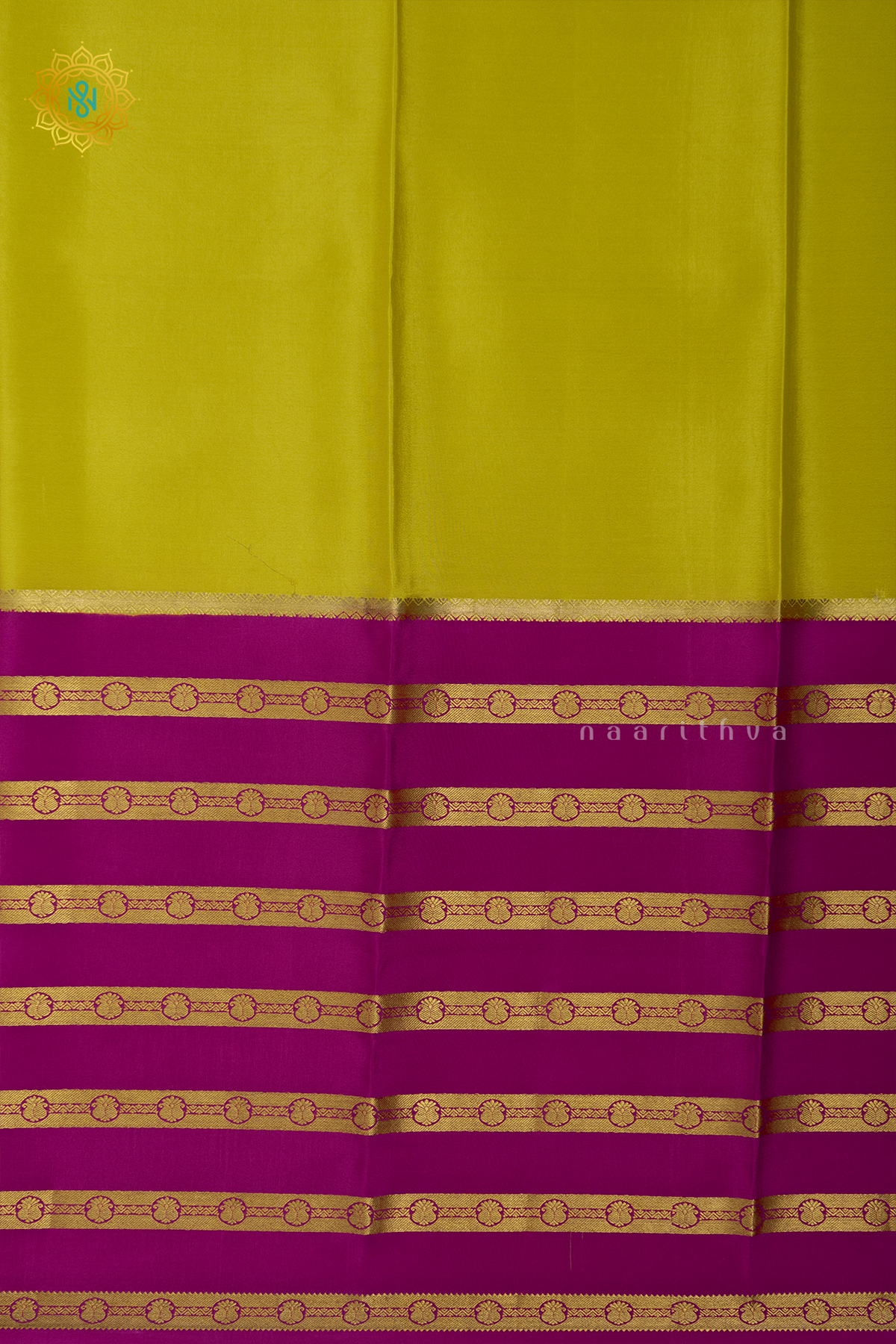 PARROT GREEN WITH PINK - PURE MYSORE CREPE SILK