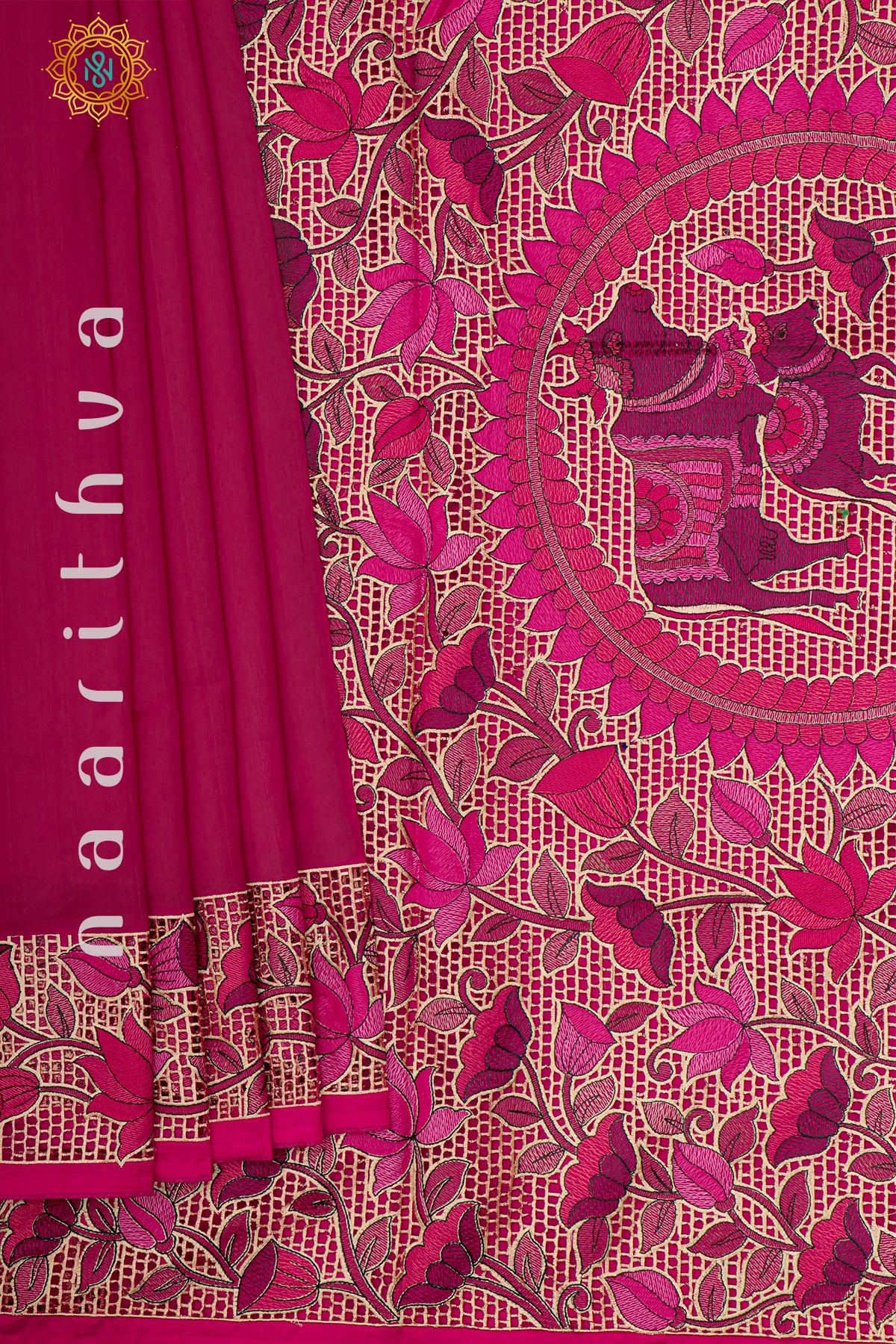 PINK - SEMI TUSSAR SILK WITH EMBROIDERY