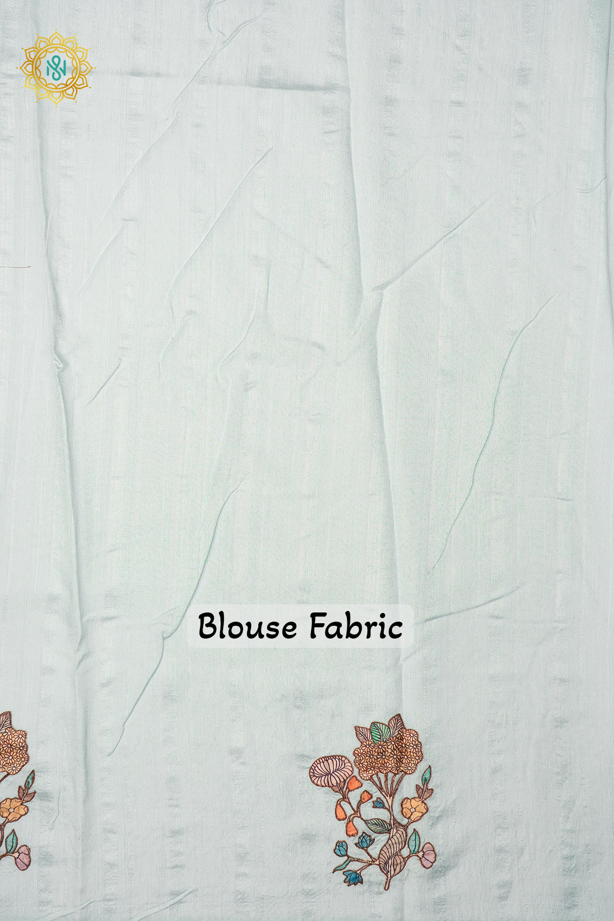AQUA BLUE - JUTE COTTON WITH APPLIQUE WORK