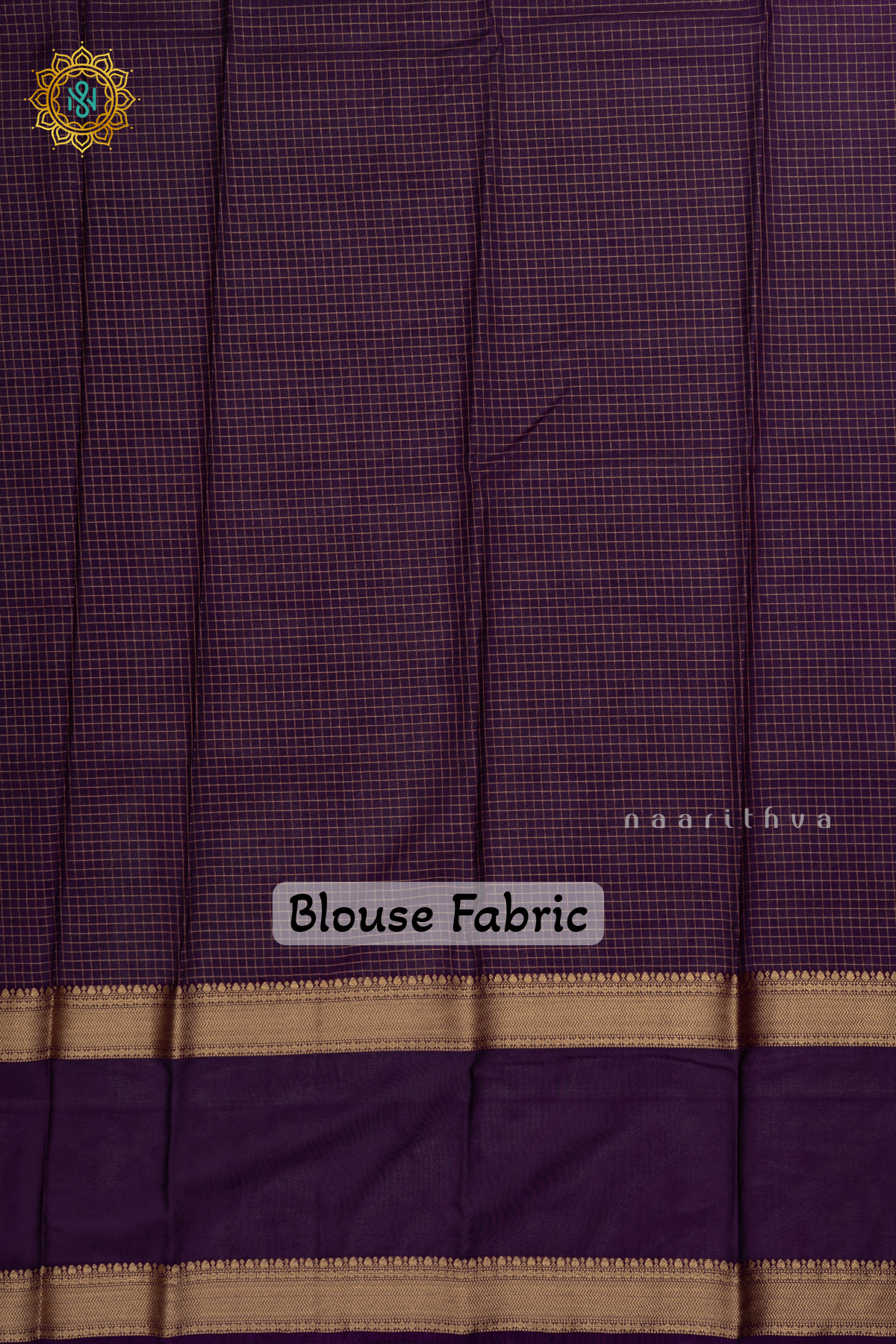 Light Pink with Purple Semi Mysore Crepe Silk Saree with All-Over Zari Checks and Buttas and a Contrast Zari Gap Border