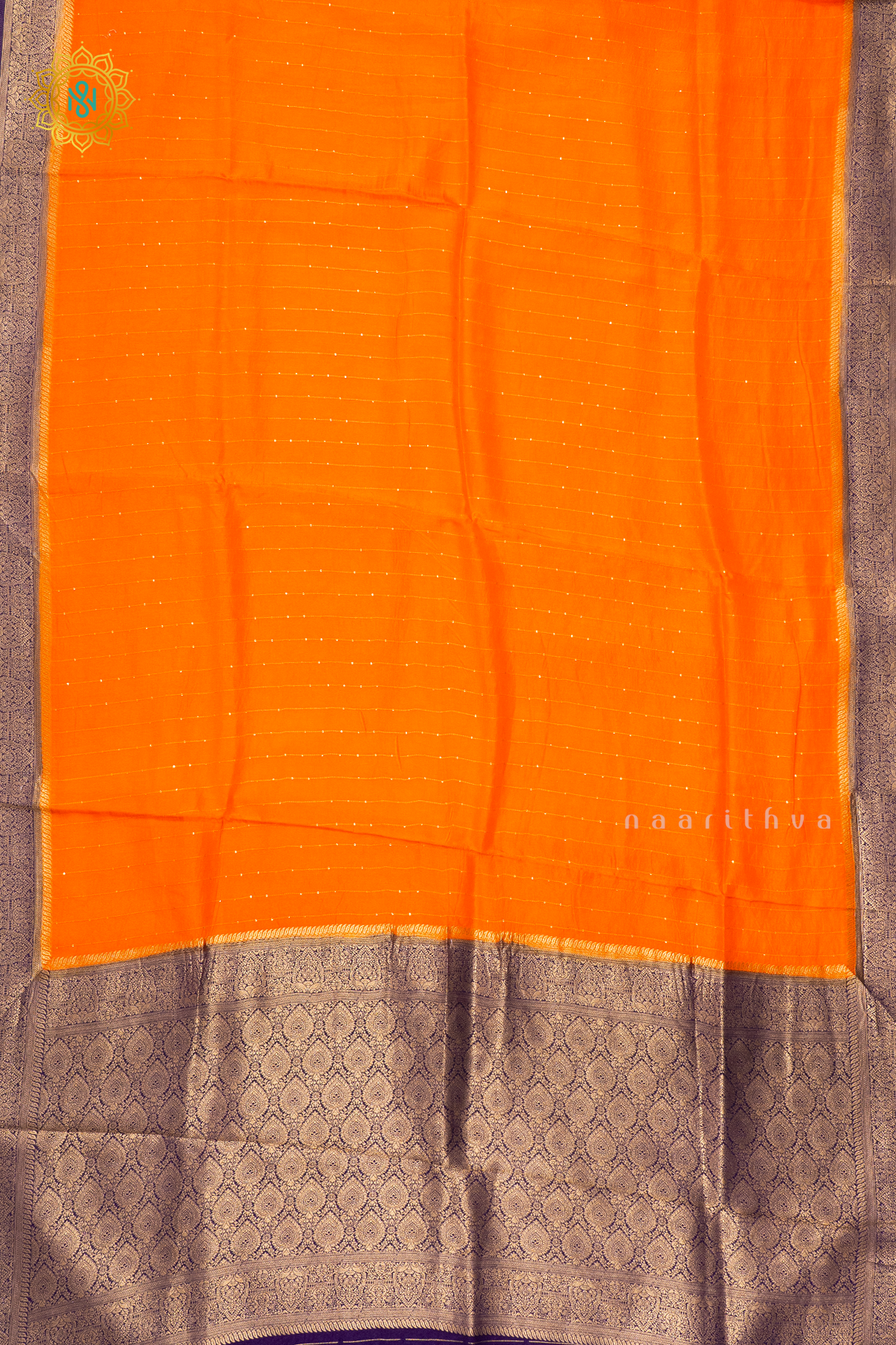 ORANGE WITH PURPLE - SEMI CREPE SILK
