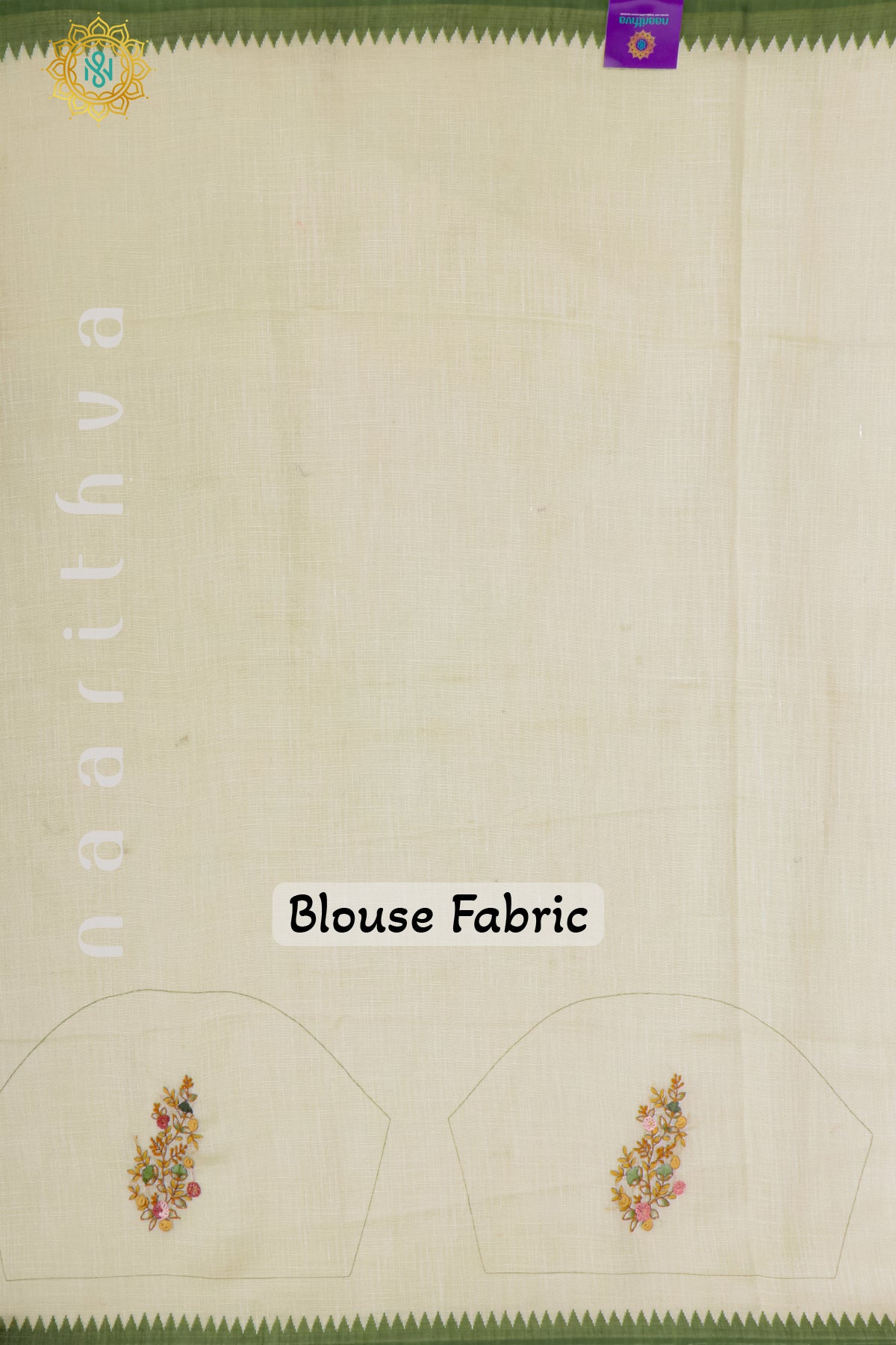 OFF WHITE WITH GREEN - LINEN TISSUE