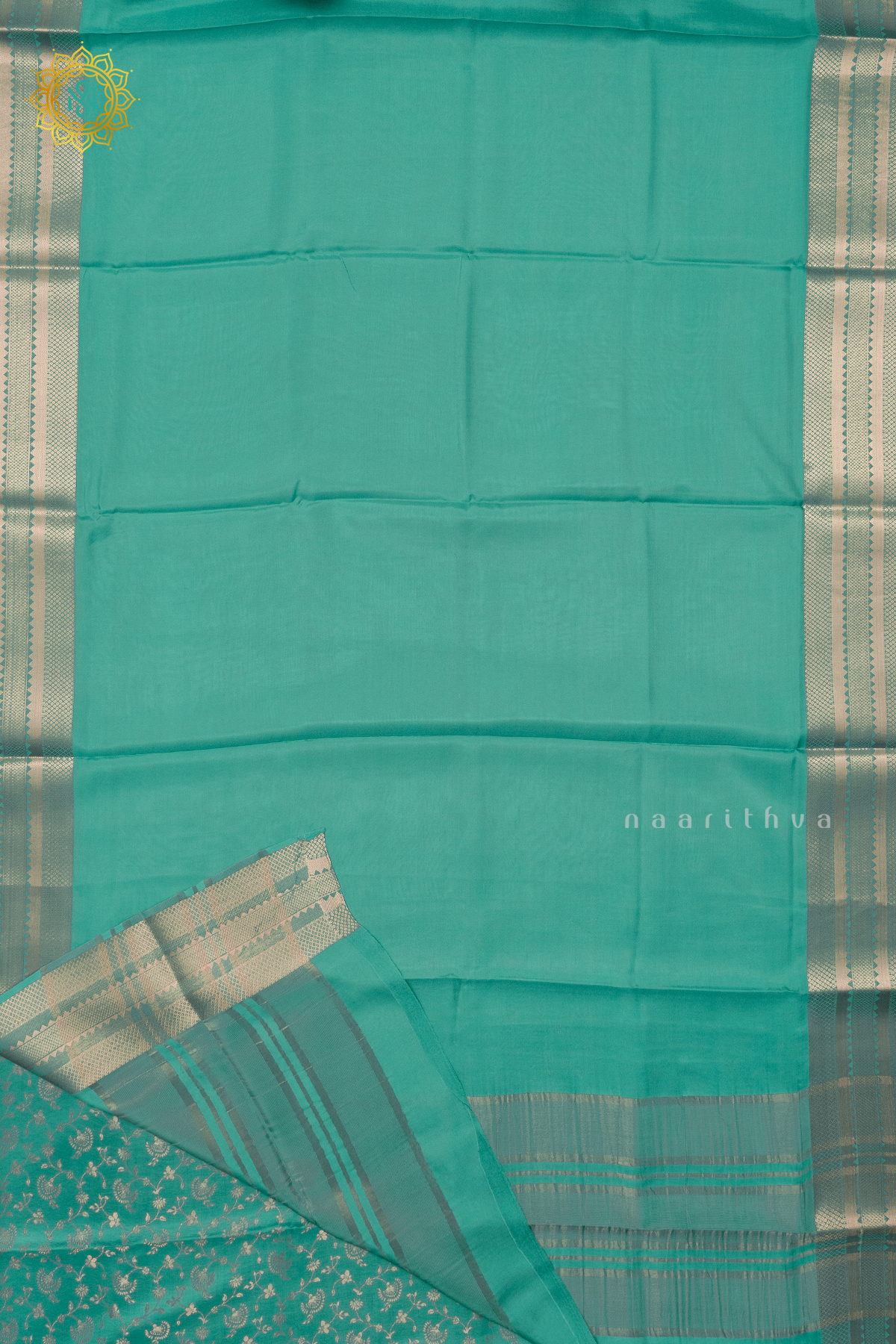 AQUA BLUE - SEMI MYSORE CREPE SILK