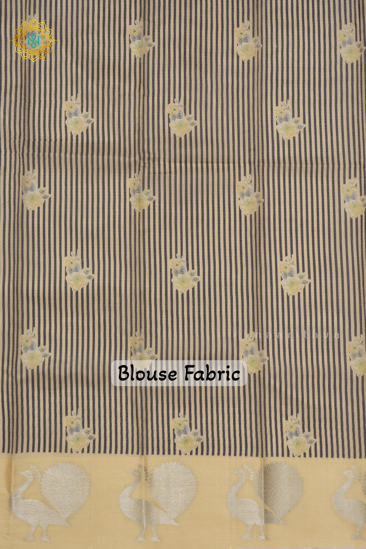 BLACK WITH LIGHT YELLOW - SEMI CREPE SILK