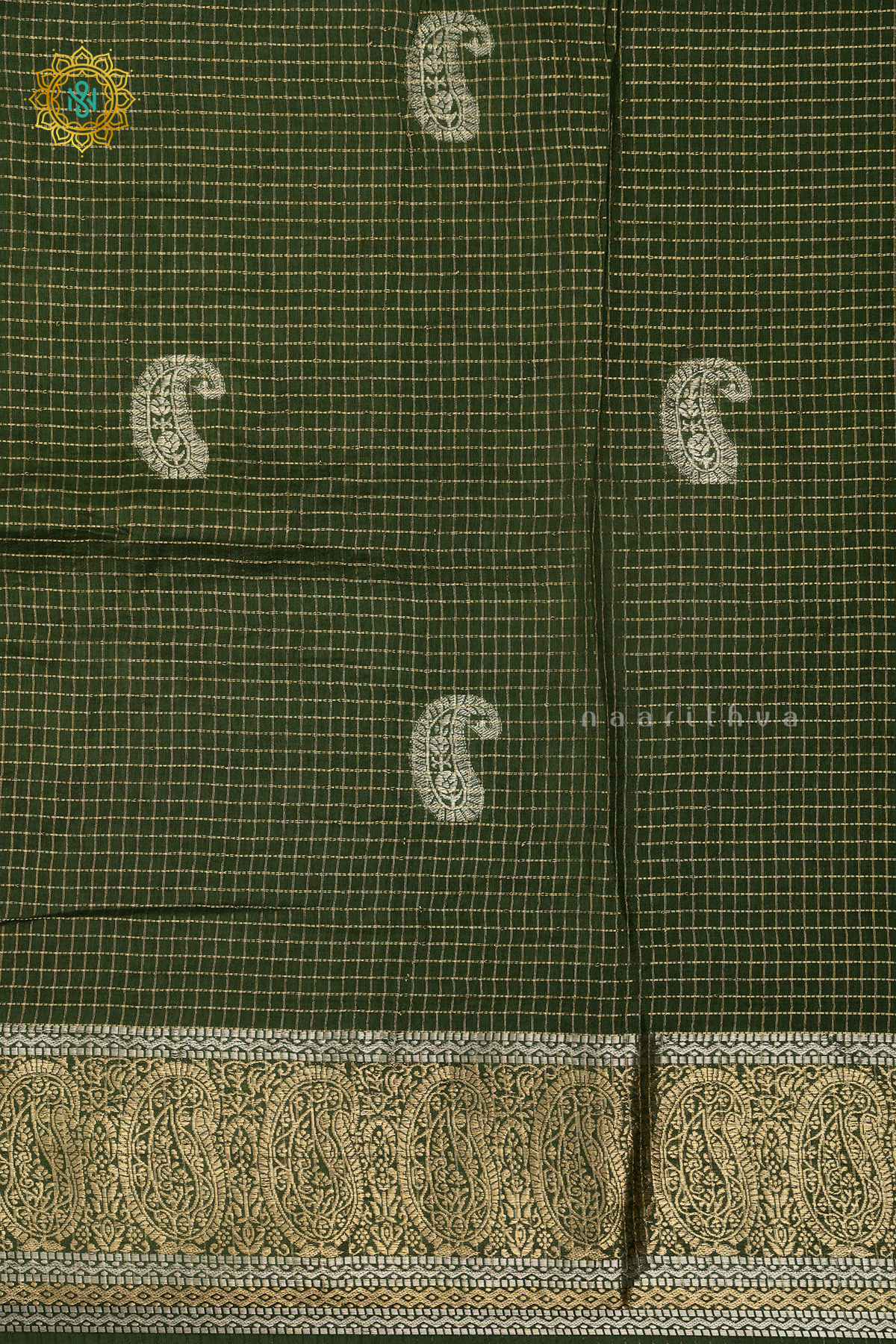 BOTTLE GREEN WITH PARROT GREEN - DOLA SILK