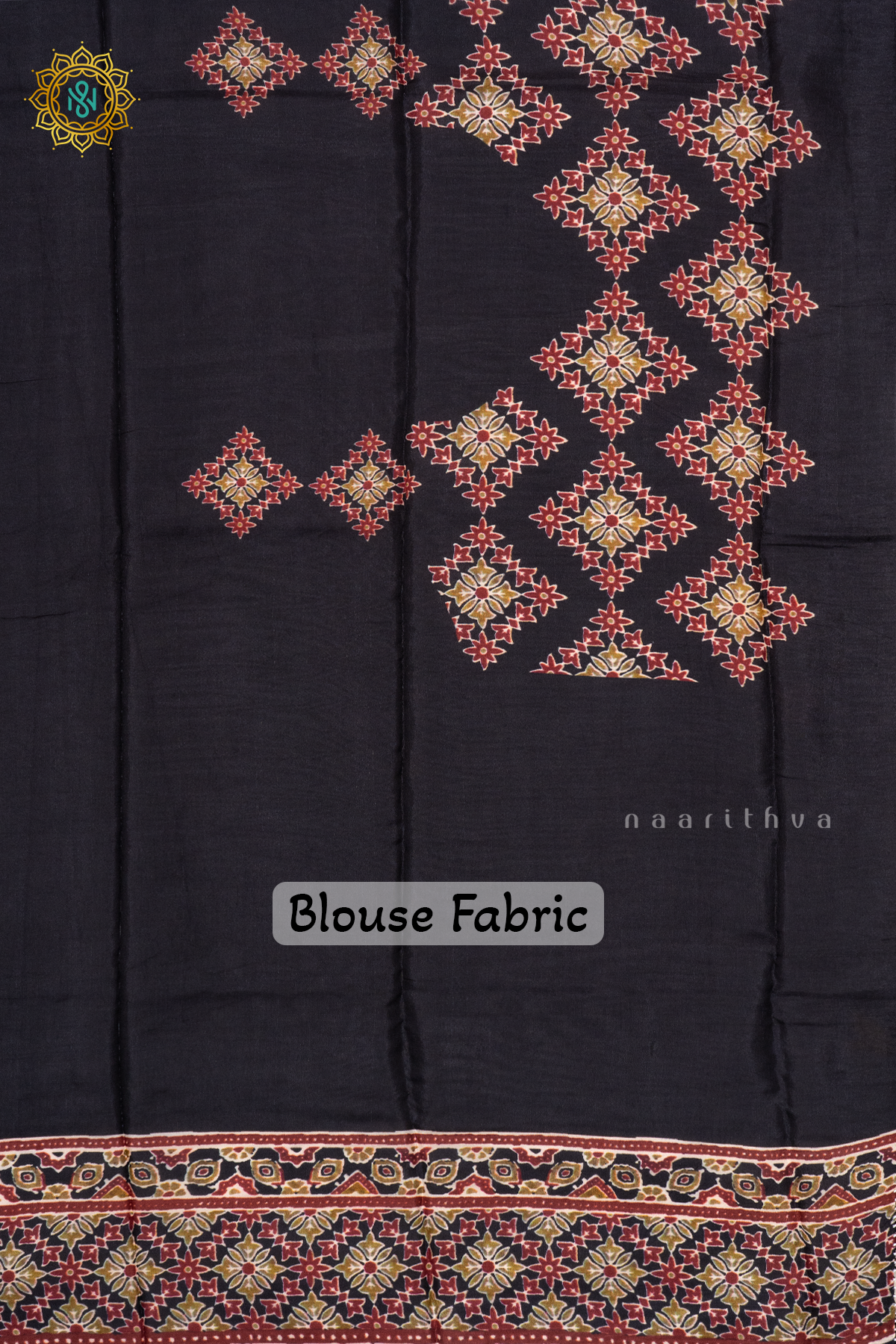 NAVY BLUE WITH BROWN - SEMI ORGANZA CREPE