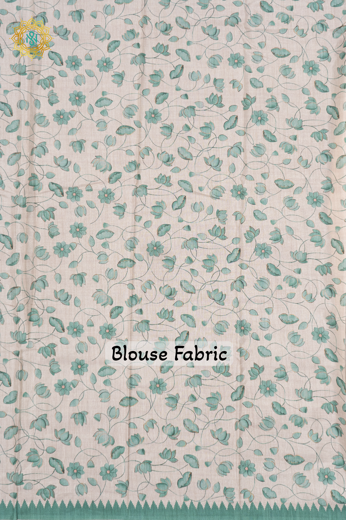 OFF WHITE WITH PISTA GREEN - SEMI TUSSAR SILK