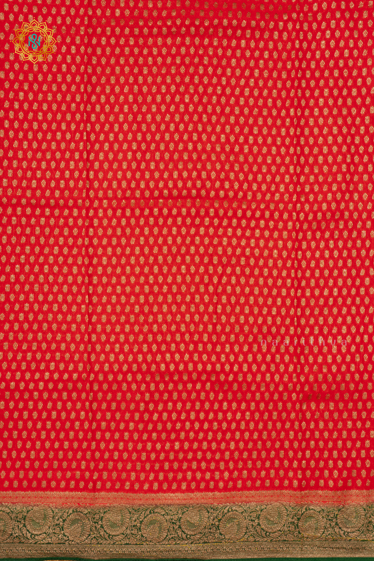 RED WITH GREEN - SEMI GEORGETTE