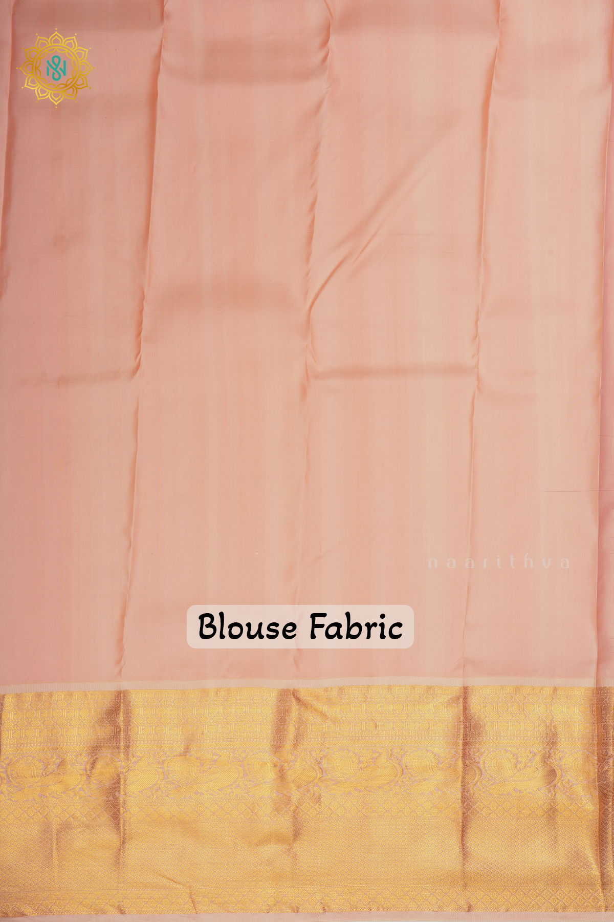Blue with Peach Pure Kanjivaram Silk Saree with Zari Buttas & Checks On The Body and Zari Border