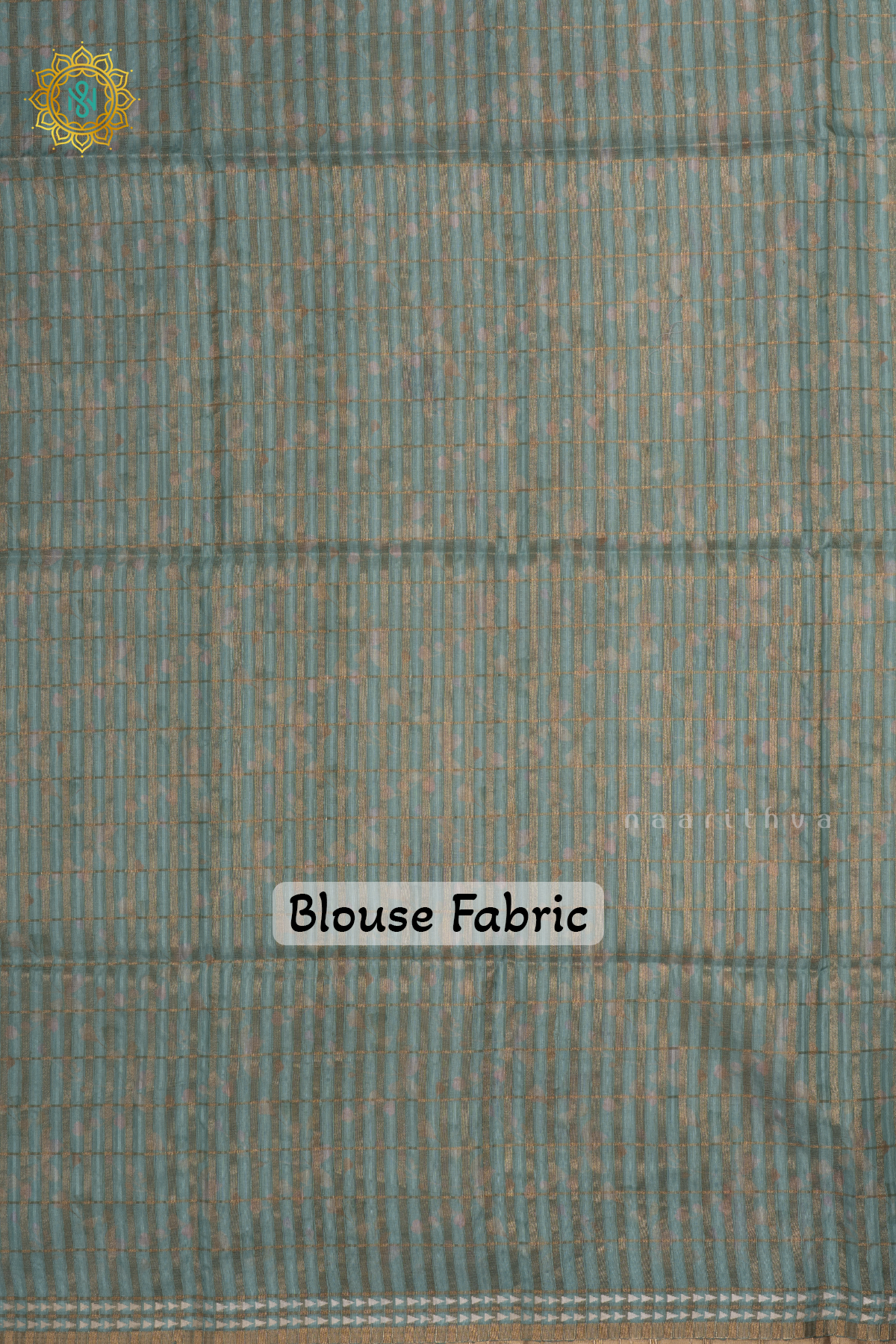 Light Blue - Kotha Tussar Silk Saree with Allover zari Checks and Printed Body with pallu and Blouse