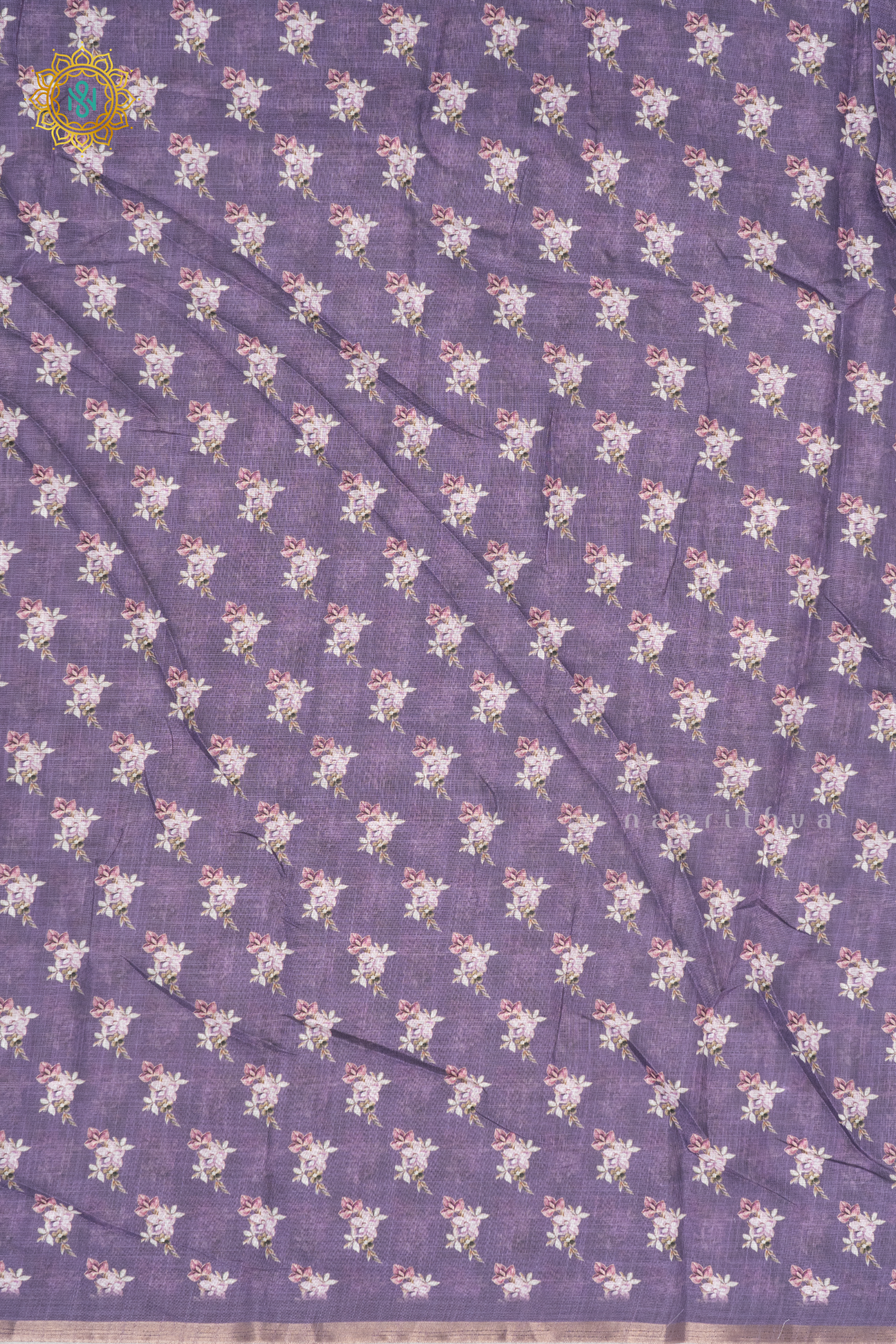 WHITE WITH PURPLE - LINEN BY COTTON