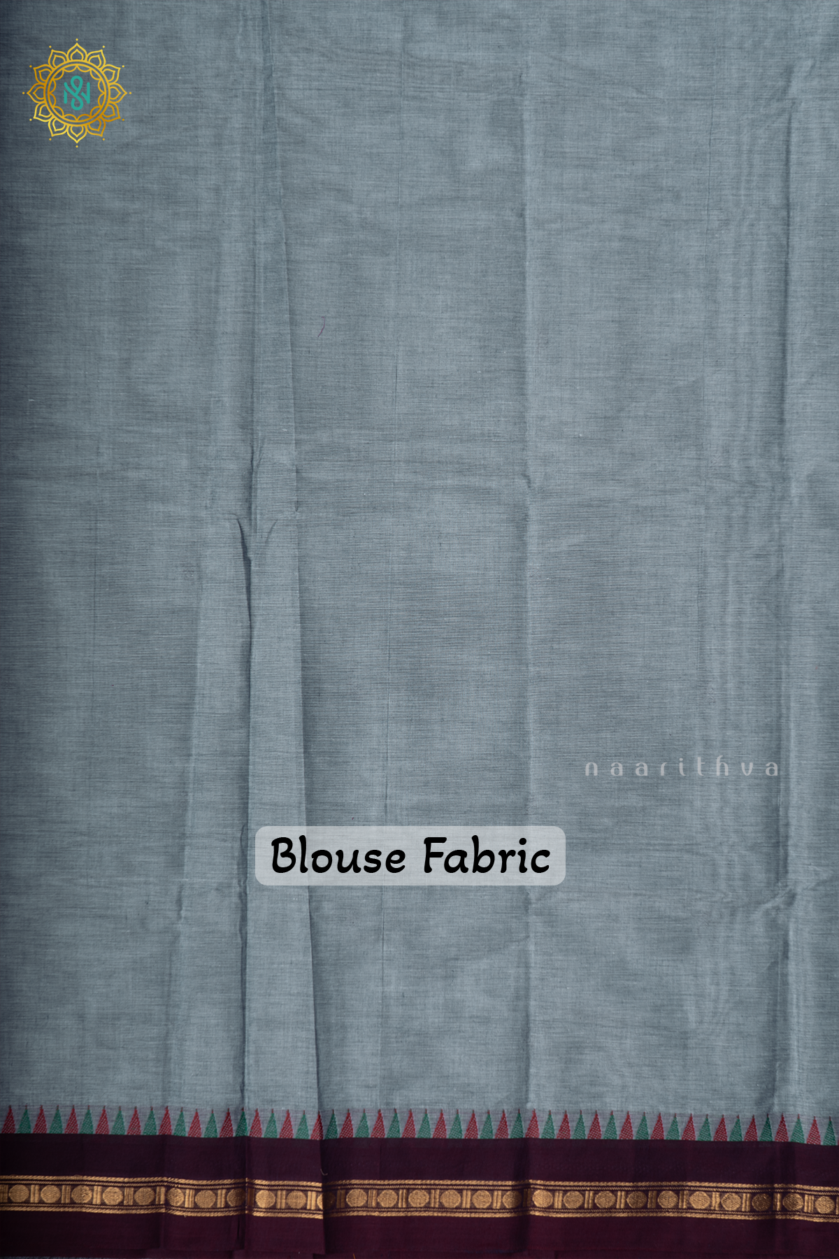 Grey With Deep Wine Chettinad Cotton Saree With Thread Woven Buttas & Contrast Border