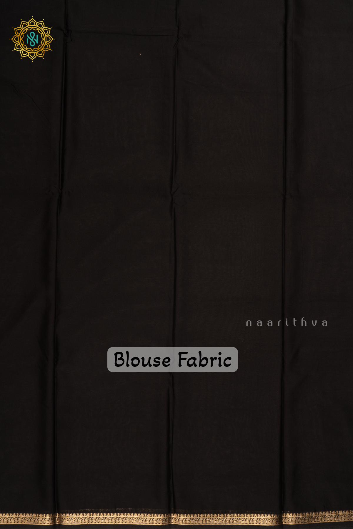 Black Semi Mysore Crepe Silk with Plain Body and Zari Border