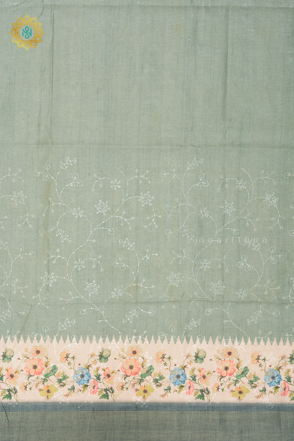AQUA GREEN - SEMI TUSSAR SILK