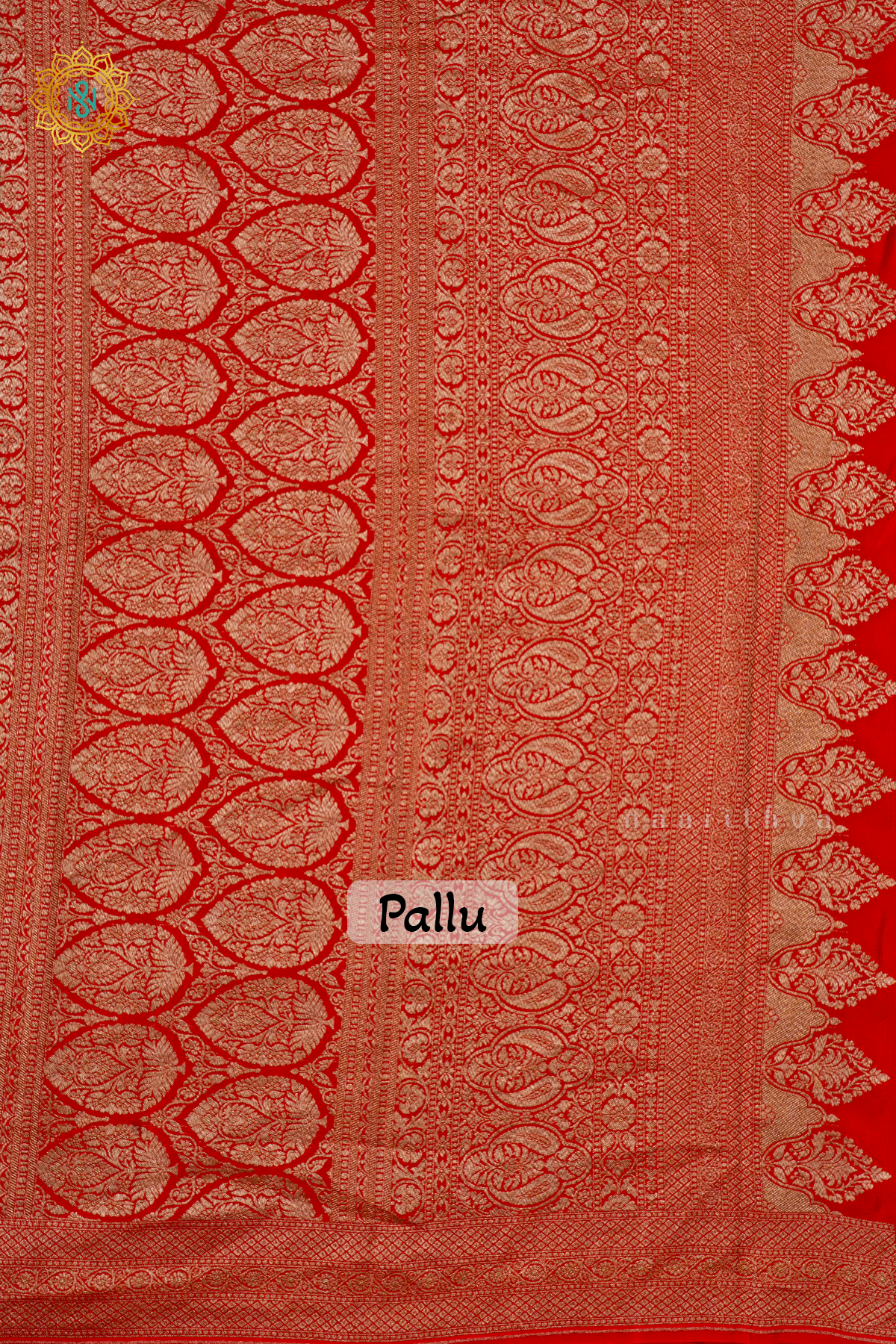 GREEN WITH RED - PURE BANARASI CREPE SILK