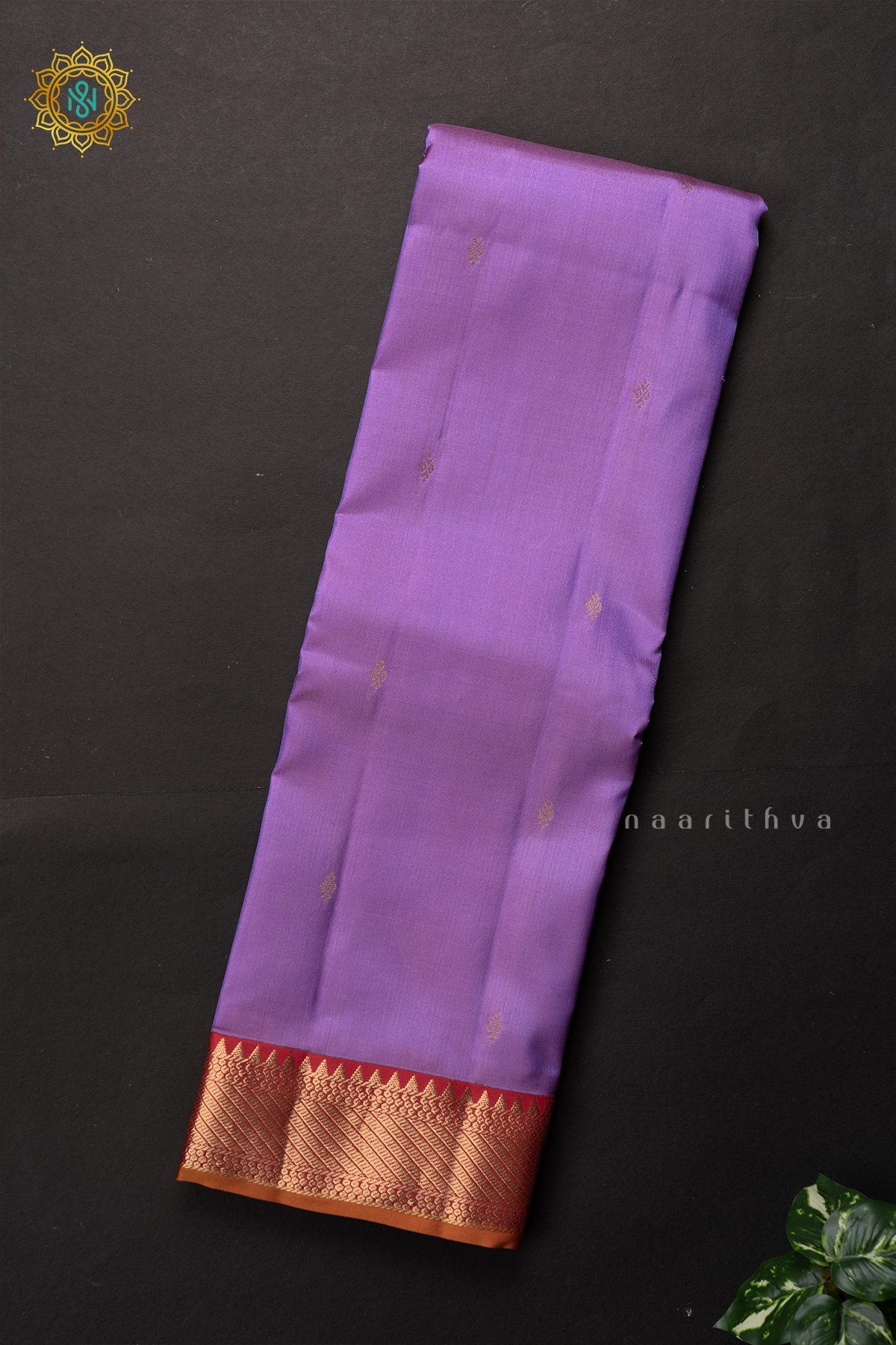 LAVENDER WITH RED - PURE KANJIVARAM SILK