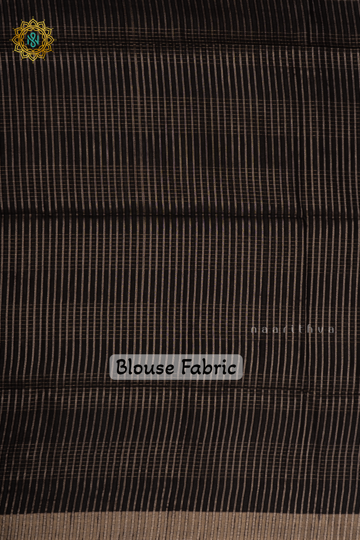 Black Semi Tussar Silk Saree With Zari Stripes On The Body And Zari Border