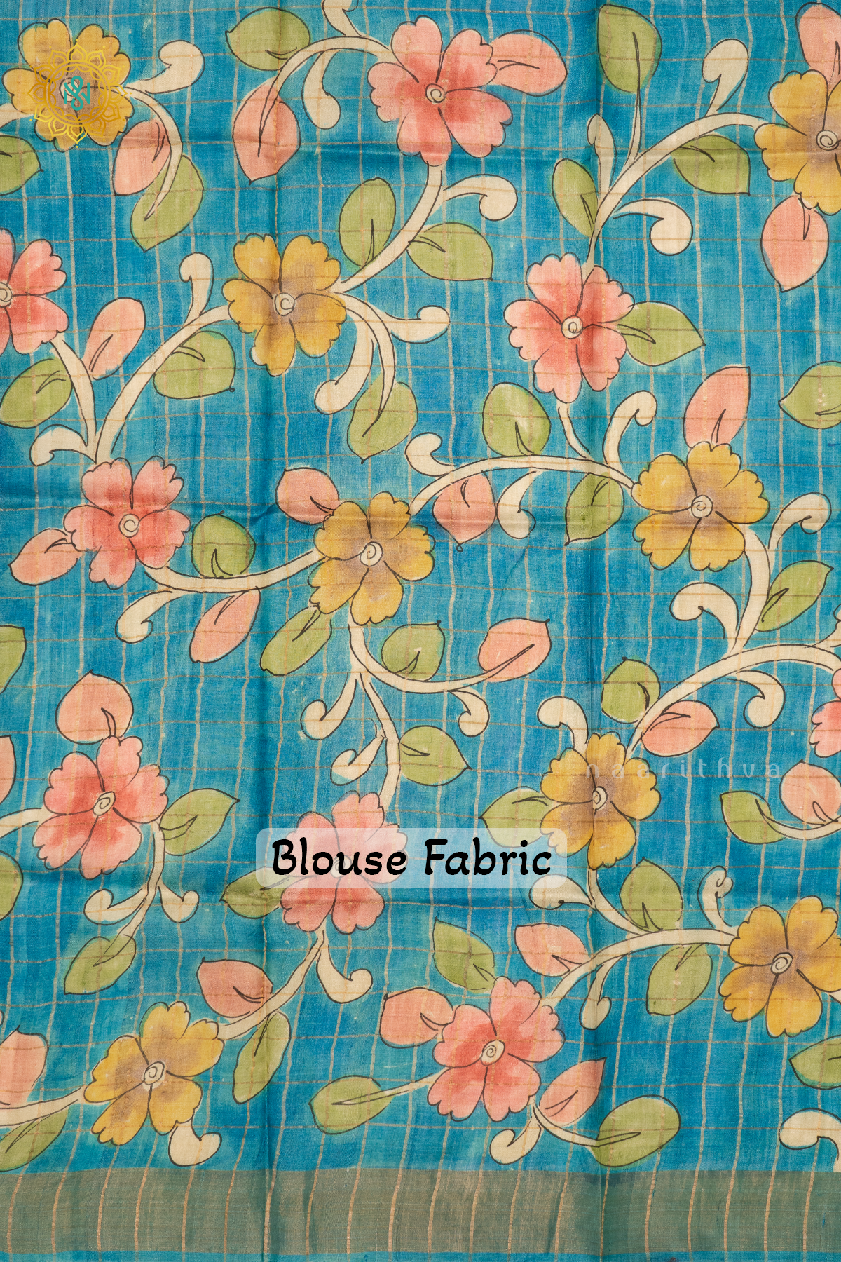 PISTA GREEN WITH SKY BLUE - PURE TUSSAR SILK