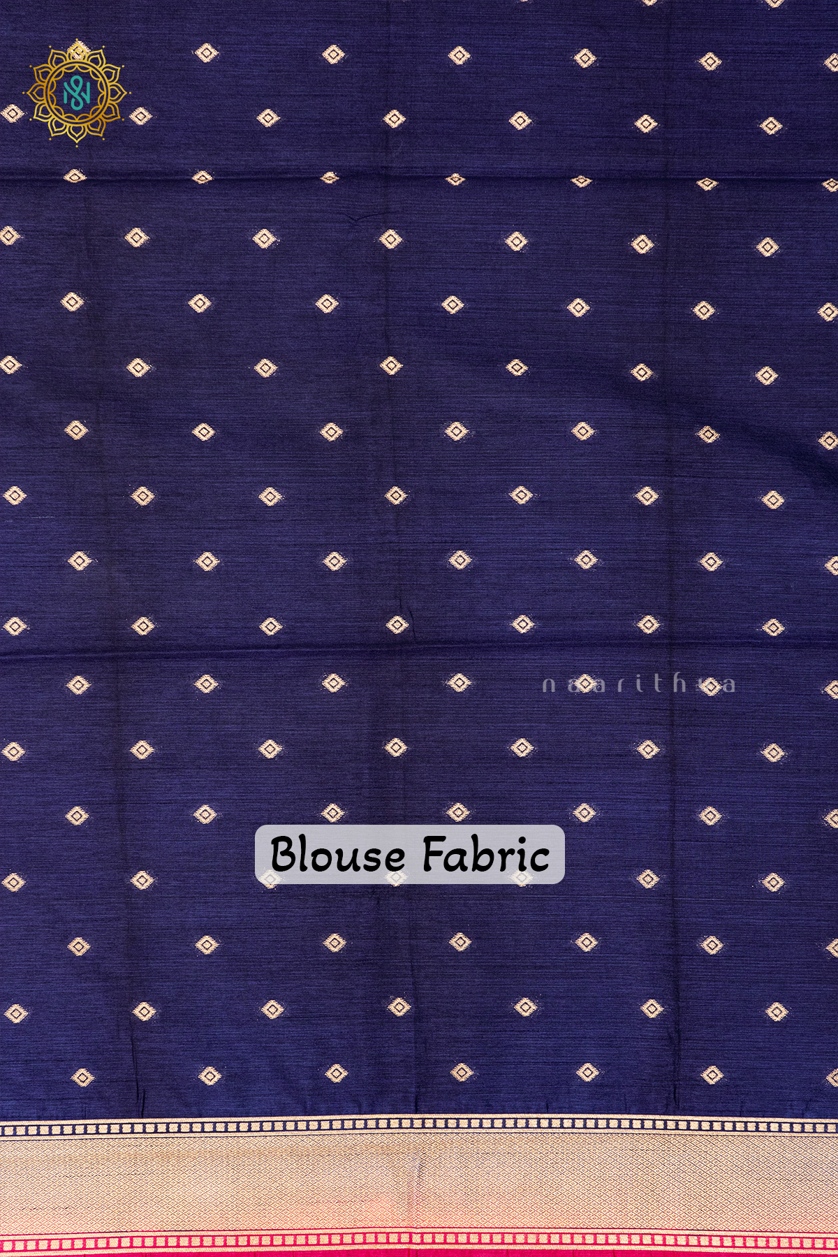 RANI PINK WITH NAVY BLUE - SEMI RAW SILK