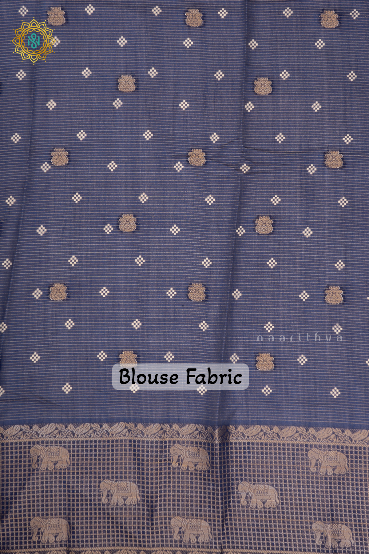 Teal Blue Semi Georgette Saree With Zari Stripes & Buttas On The Body With Zari Border
