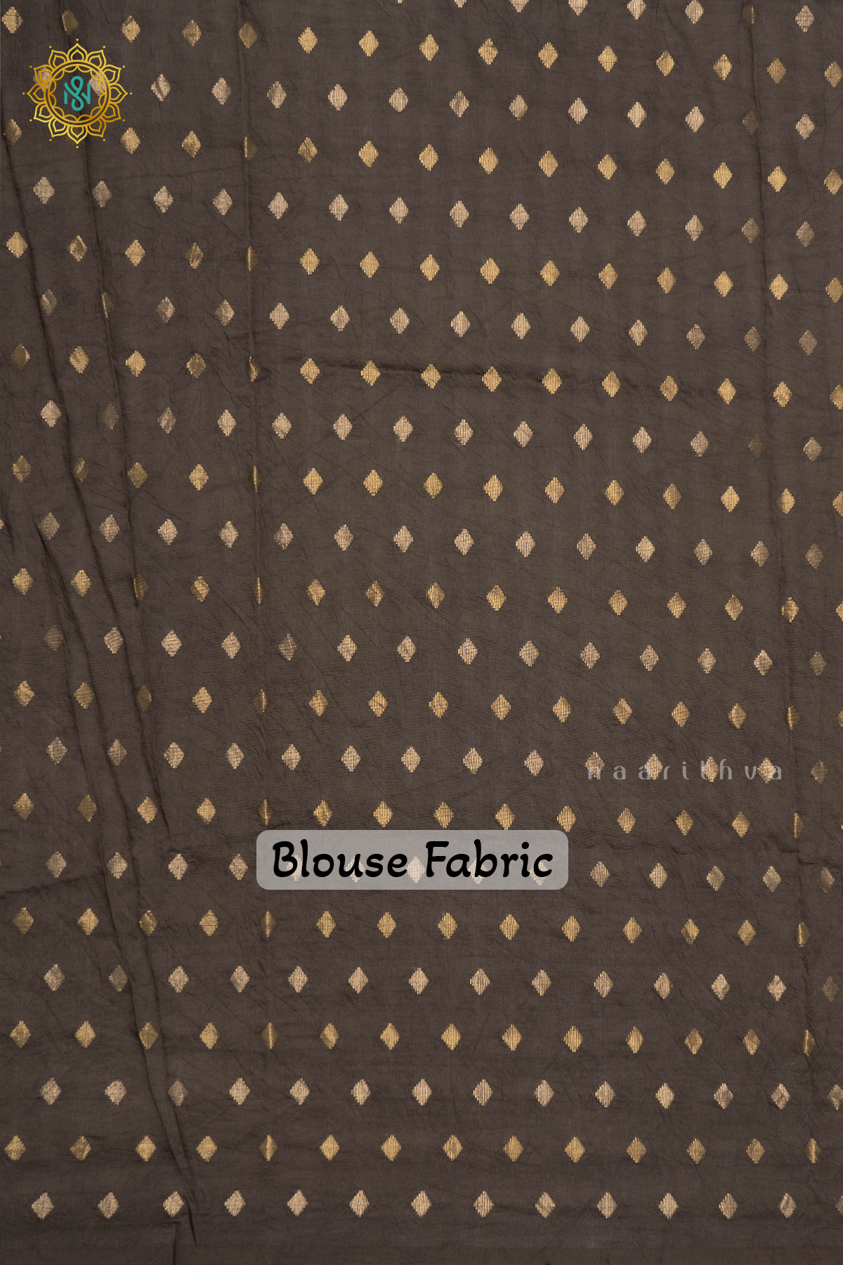 WHITE WITH OLIVE GREEN - SEMI CREPE SILK