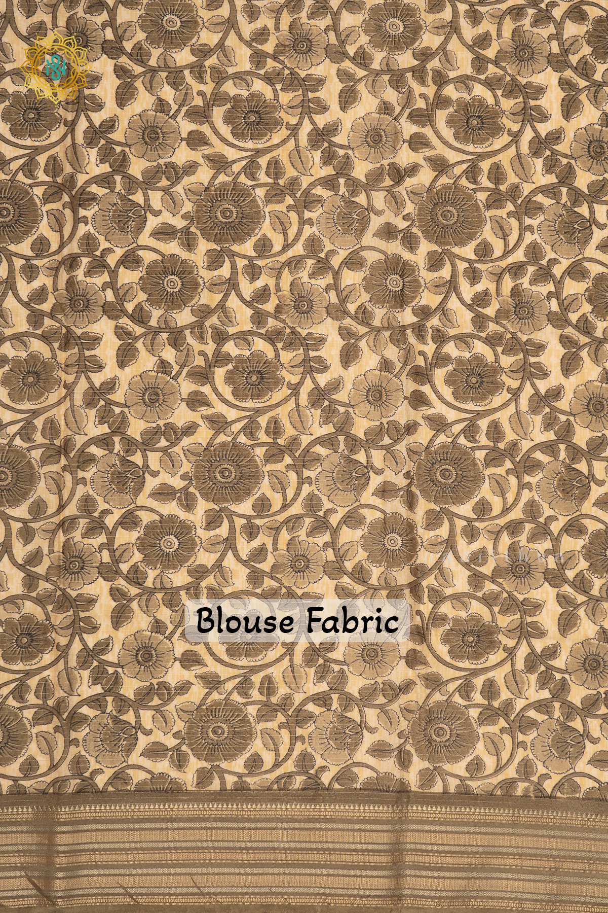 PARROT GREEN WITH BEIGE - SEMI CREPE SILK