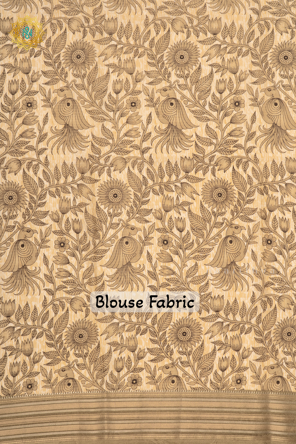 PARROT GREEN WITH BEIGE - SEMI CREPE SILK