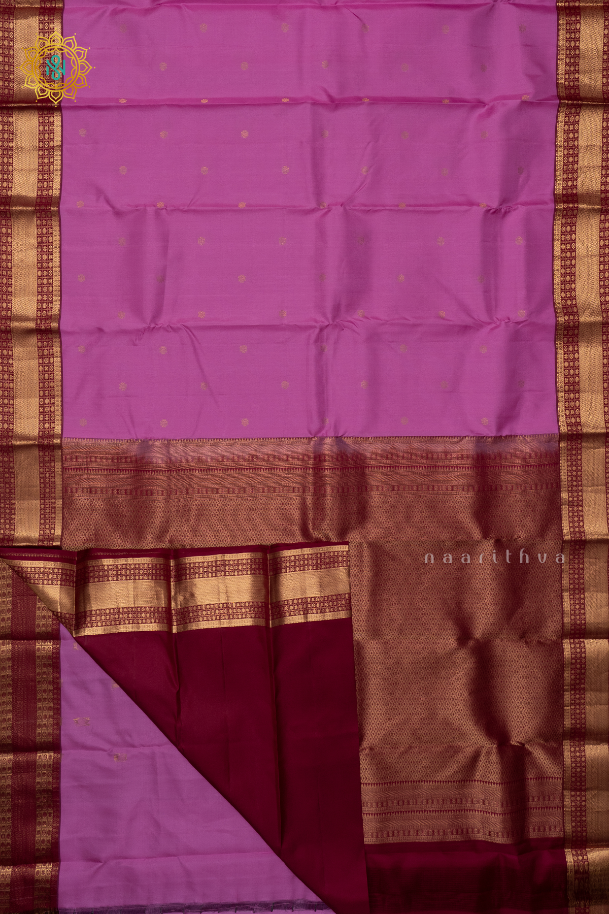 PINK WITH MAROON - PURE KANJIVARAM SILK