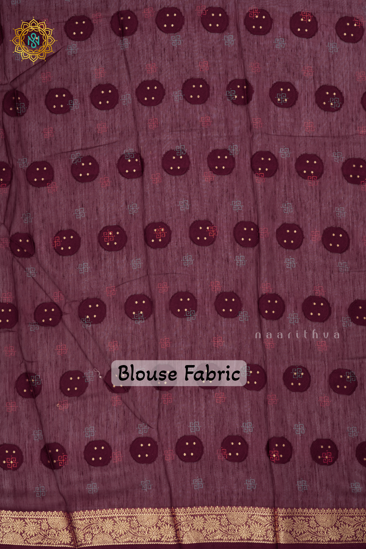 Wine Semi Georgette Saree With Printed Body And Zari Border
