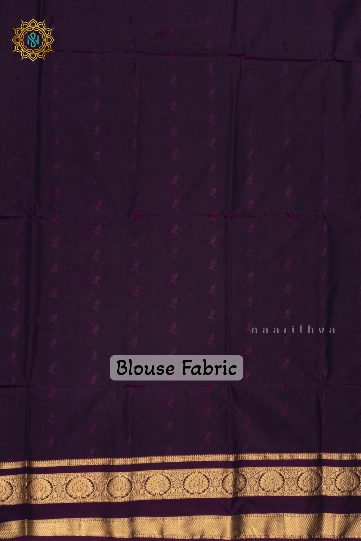 Peacock Blue With Purple Semi Kanchi Saree With Zari Buttas All Over And Contrast Gap Border
