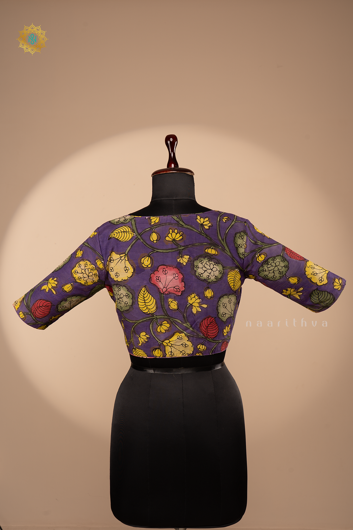 PURPLE - HAND PAINTED PEN KALAMKARI READYMADE BLOUSE