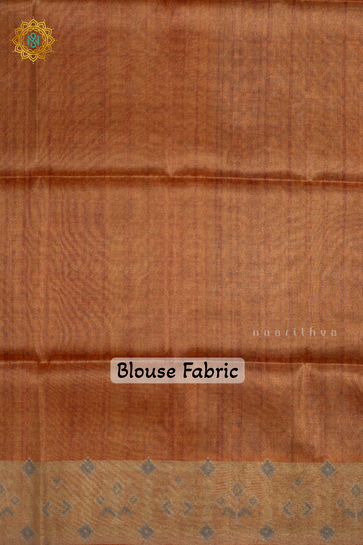 Dark Blue With Light Orange Kotha Tussar Saree With Printed Body And Tissue Border