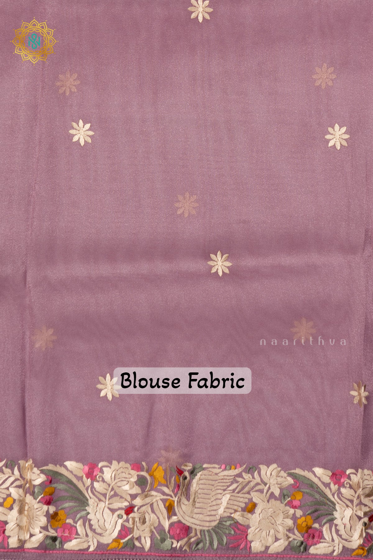 Lavender Tissue Organza Saree All Over Hand Embroidery Buttas with Hand Embroidery Border