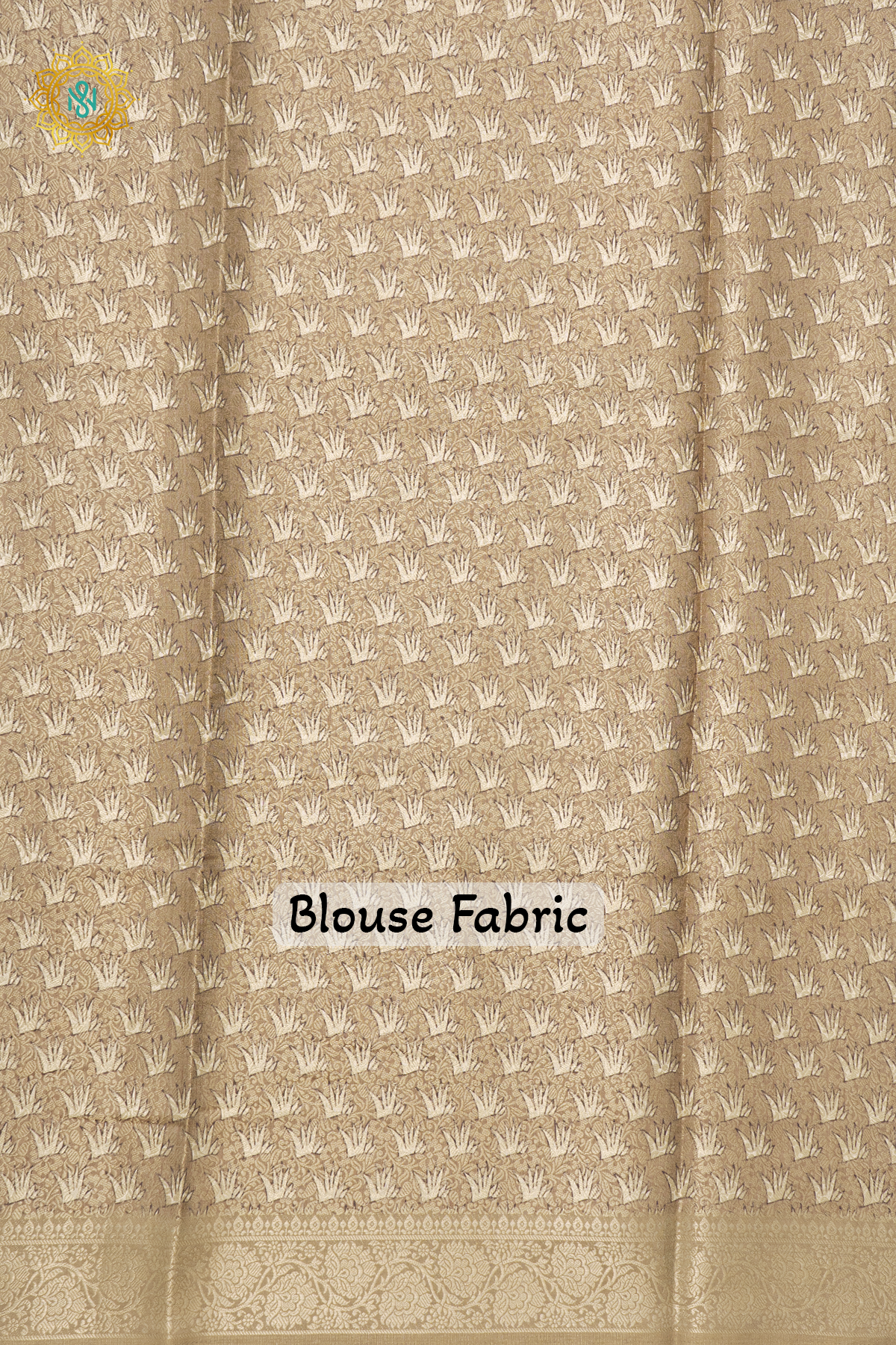 Olive Green With Off White Kotha Tussar Silk Saree With Printed Body And Contrast Zari Border
