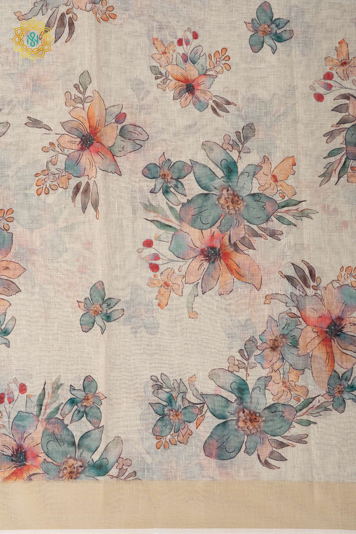 OFF WHITE WITH PEACH - LINEN BY COTTON