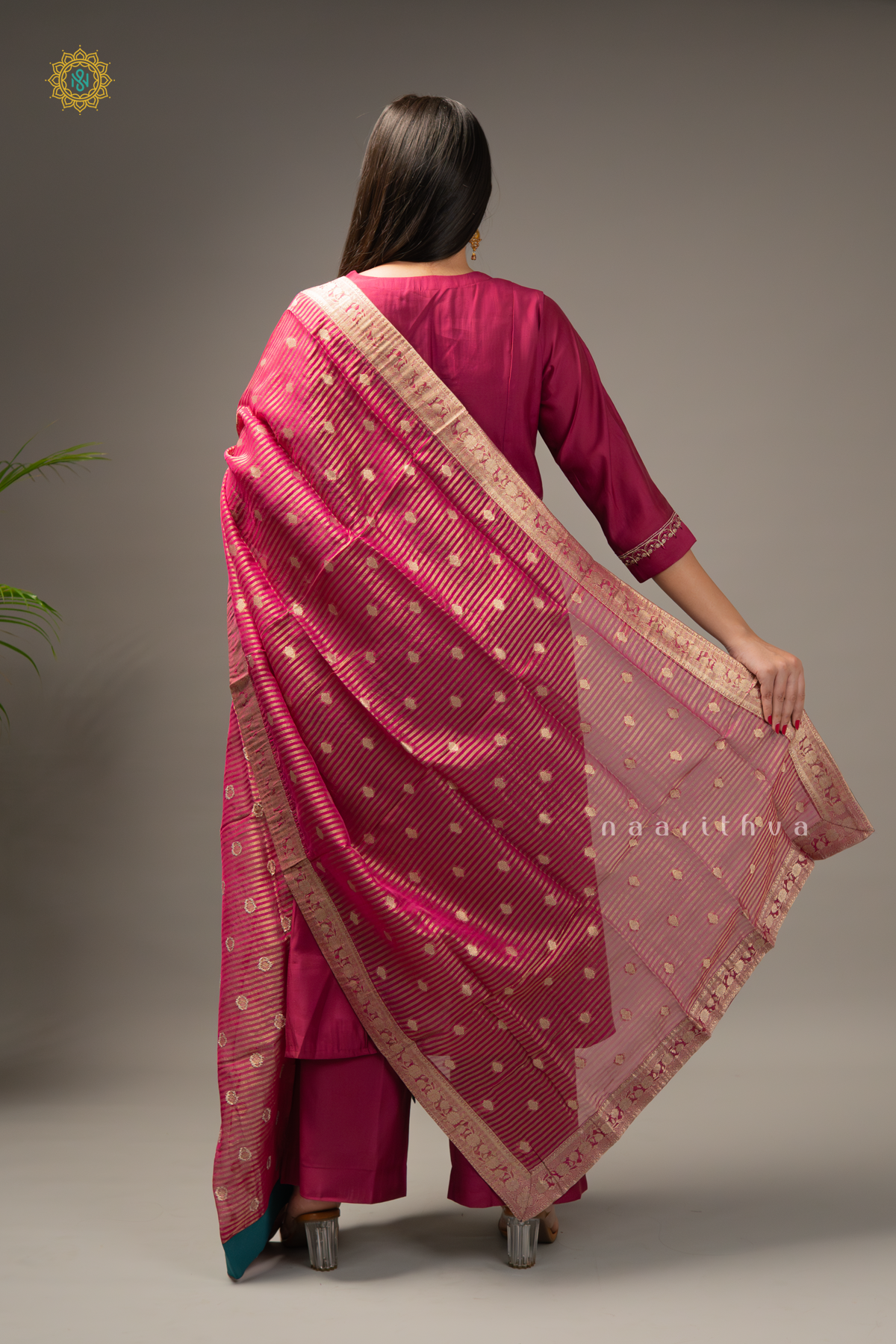 MAGENTA - SILK 3PC SALWAR SUIT WITH TOP, BOTTOM & DUPATTA