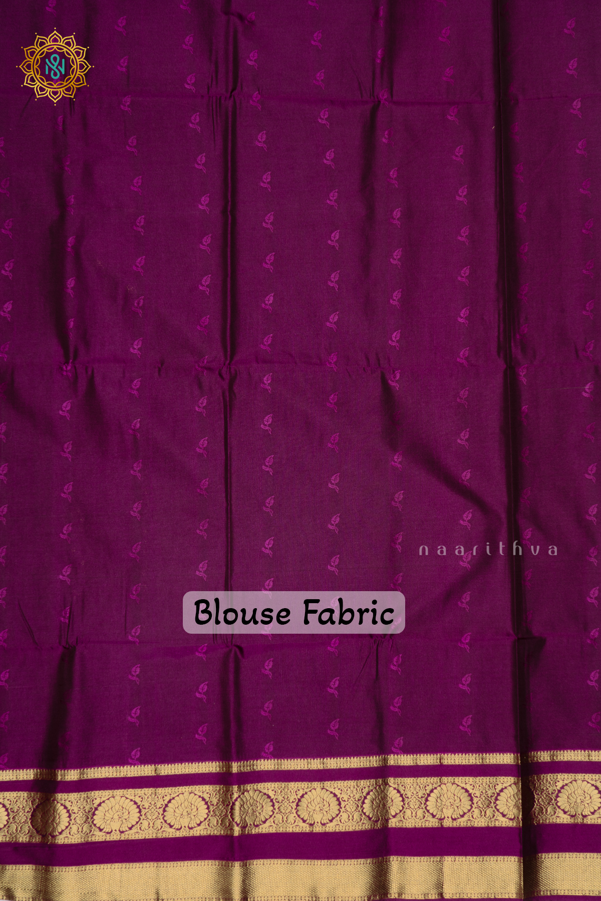 Olive Green With Magenta Semi Kanchi Saree With Zari Buttas All Over And Contrast Gap Border