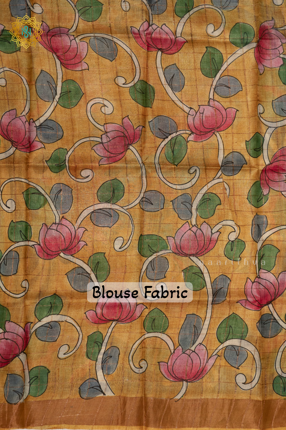 BLUE WITH MUSTARD - PURE TUSSAR SILK