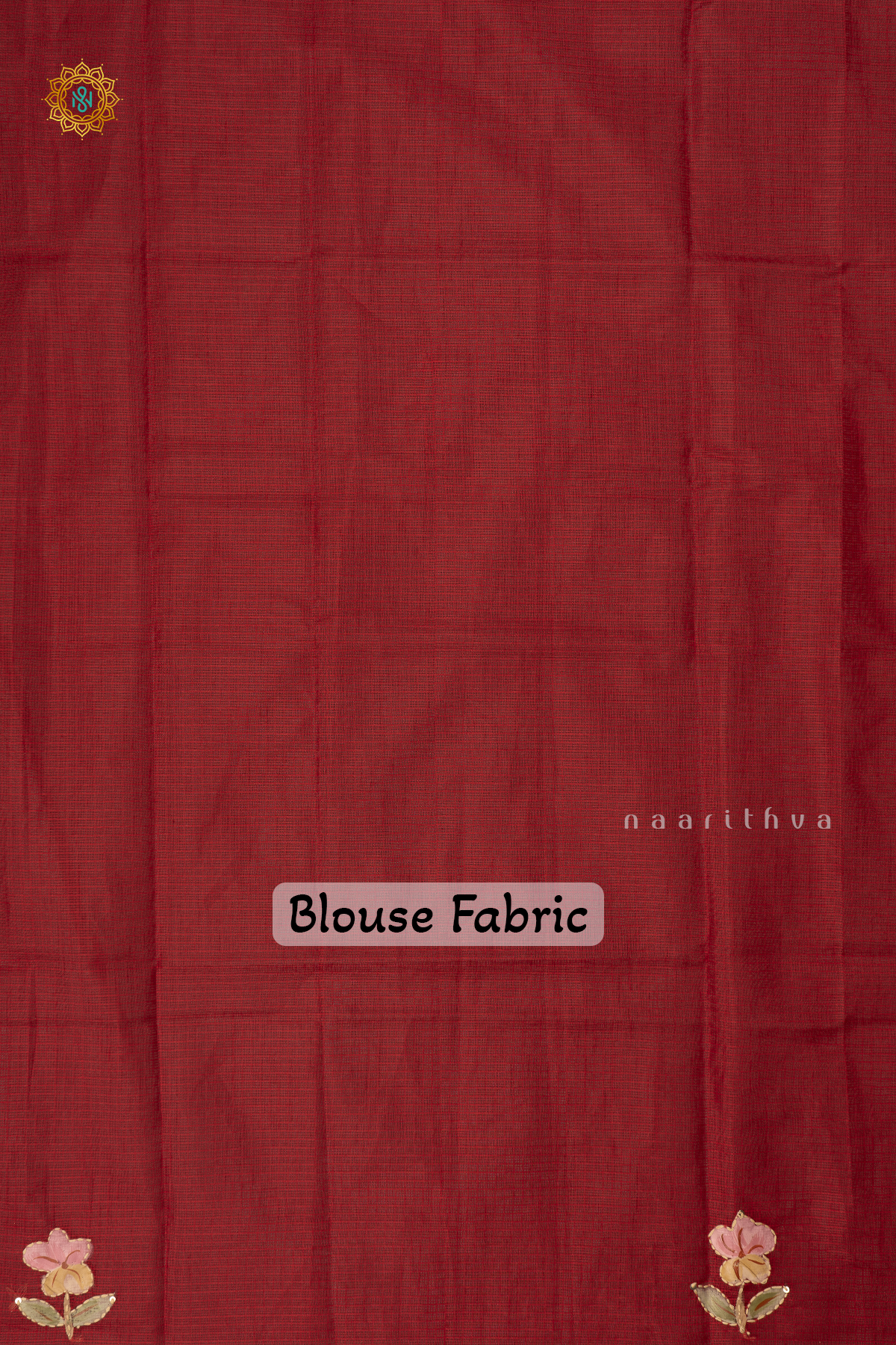 Red Kota Organza With Hand-Painted And Katha Work On The Body