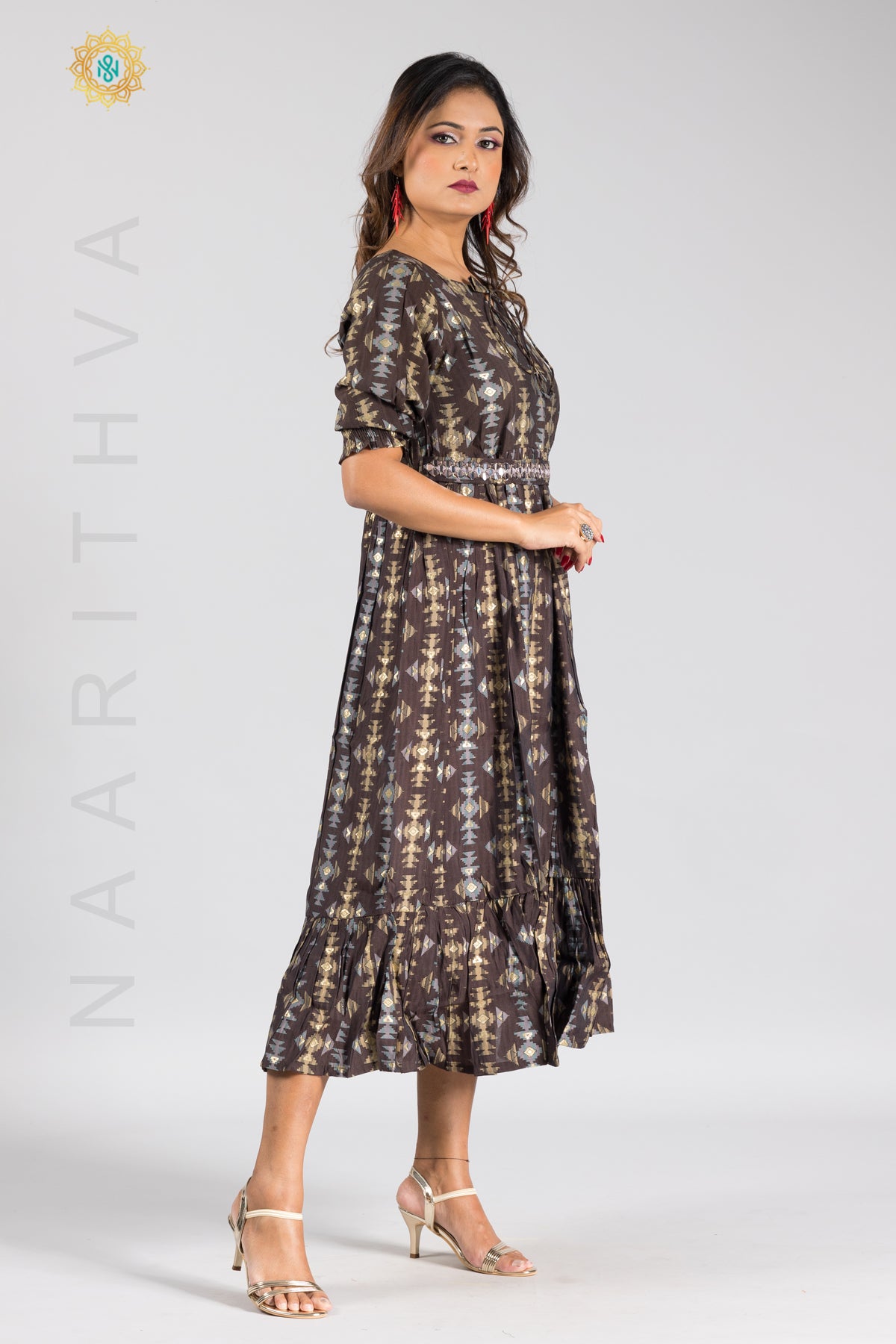 UMBRELLA PATTERN FOIL PRINTED DOUBLE LAYERED KURTI