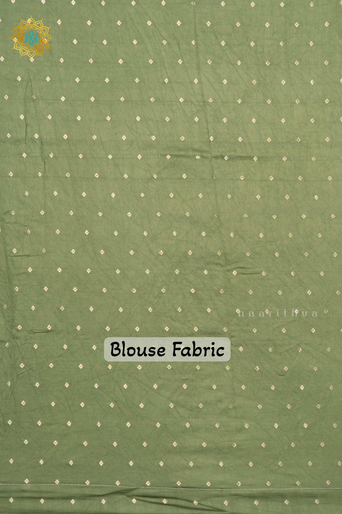 OFF WHITE WITH GREEN - SEMI CREPE SILK