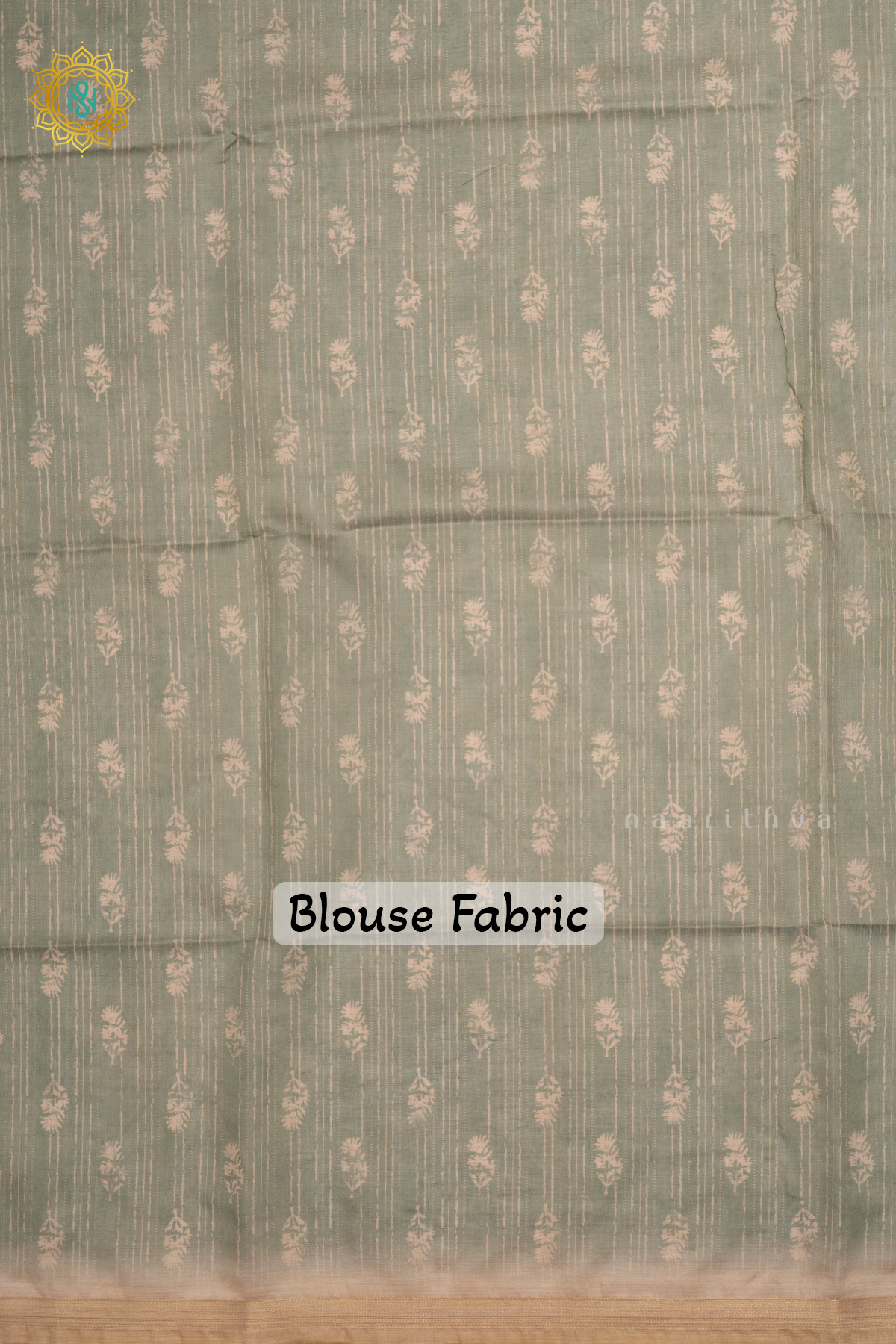 Beige With Light Green Linen By Cotton Saree With Kalamkari Prints On The Body