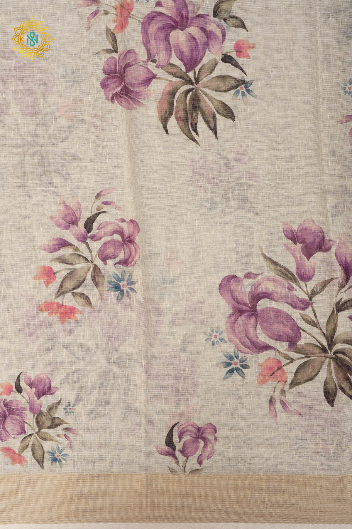 OFF WHITE WITH PURPLE - LINEN BY COTTON