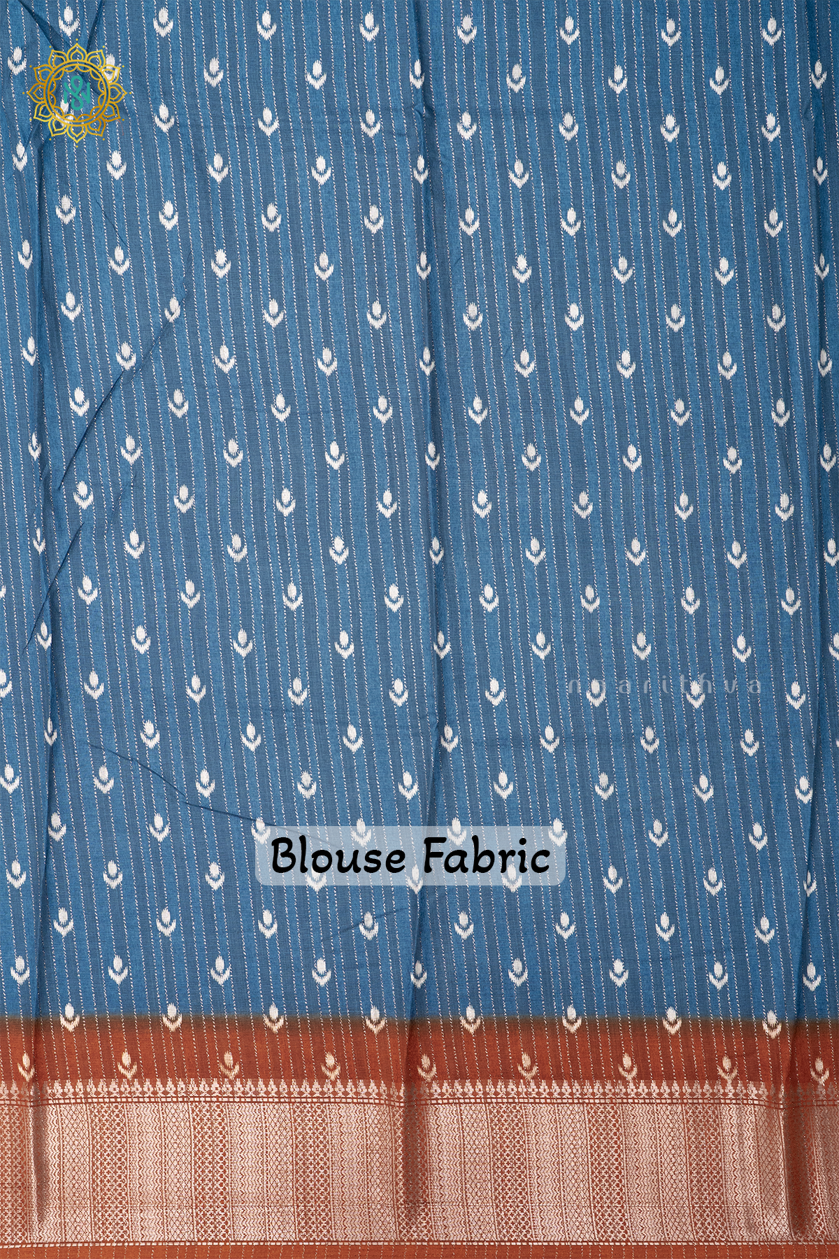 SKY BLUE WITH RUST ORANGE - DOLA SILK