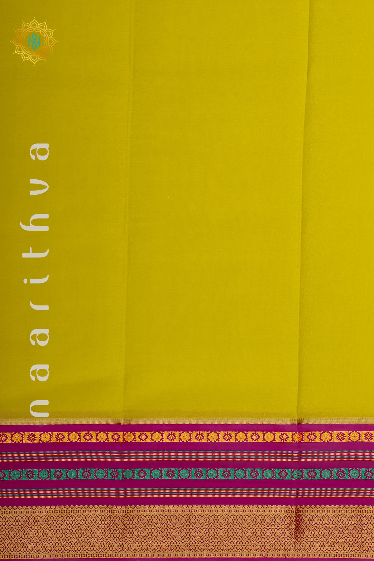 PARROT GREEN WITH PINK - PURE MYSORE CREPE SILK