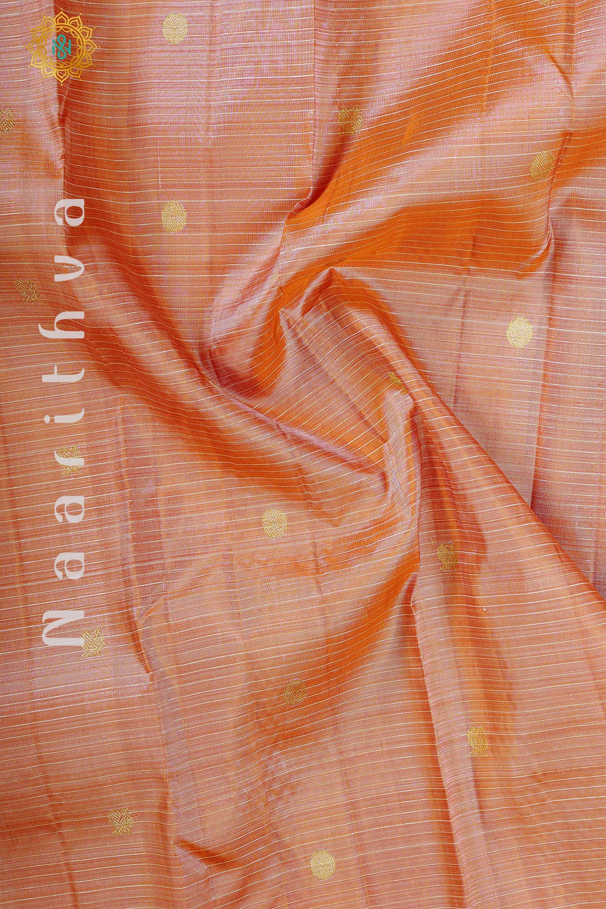 LIGHT ORANGE WITH CREAM - PURE KANJIVARAM SILK