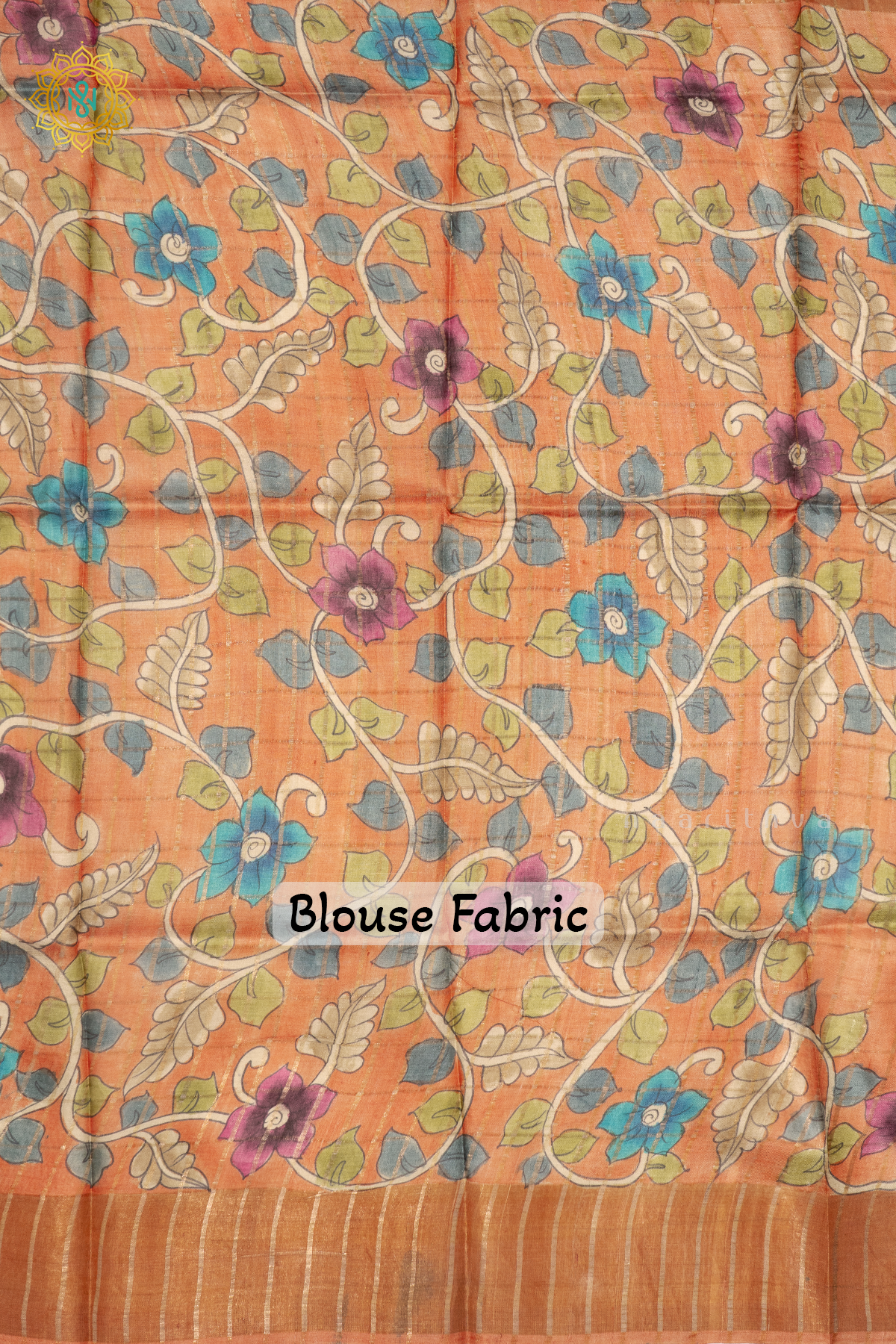 GREEN WITH PEACH - PURE TUSSAR SILK