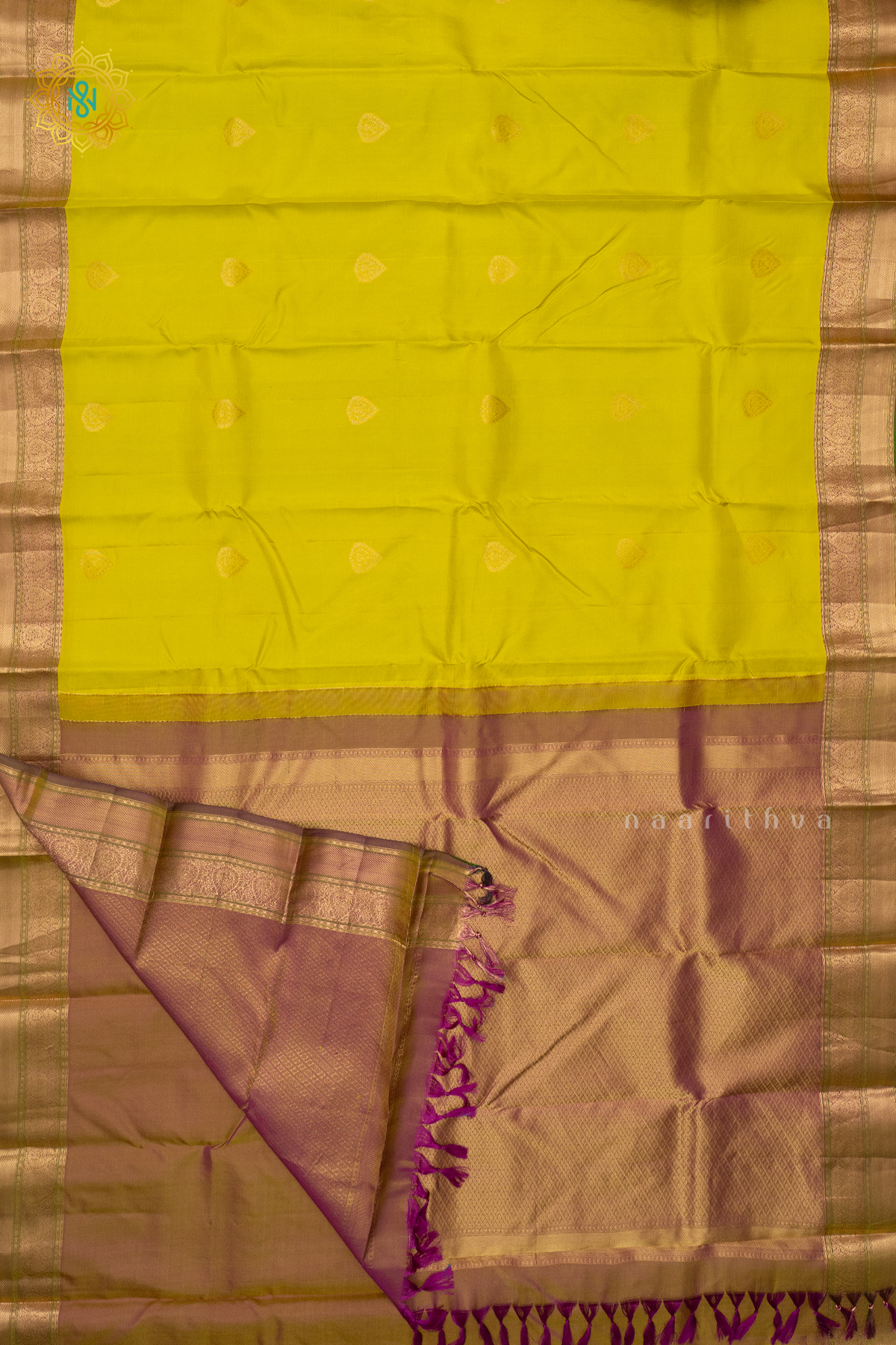 LEMON YELLOW WITH MAGENTA - PURE KANJIVARAM SILK