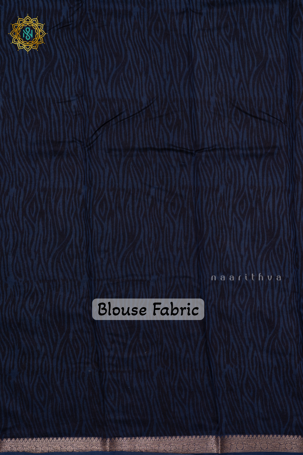 OFF WHITE WITH NAVY BLUE - CHANDERI SLK COTTON